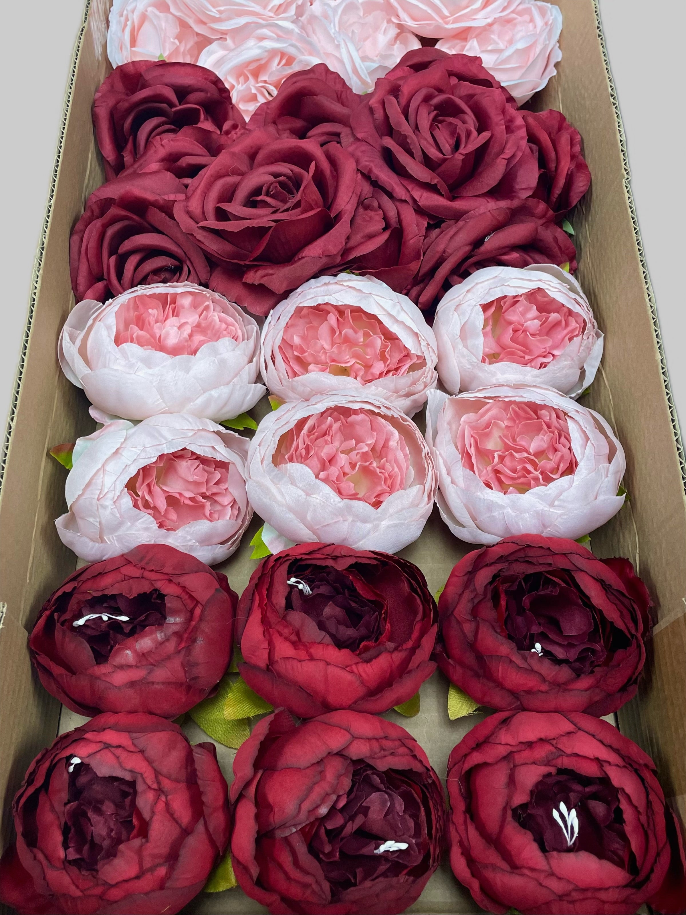 60/70 PCS Artificial Flower Heads (BP1AB), Mixed Colors for Wedding & DIY Decor