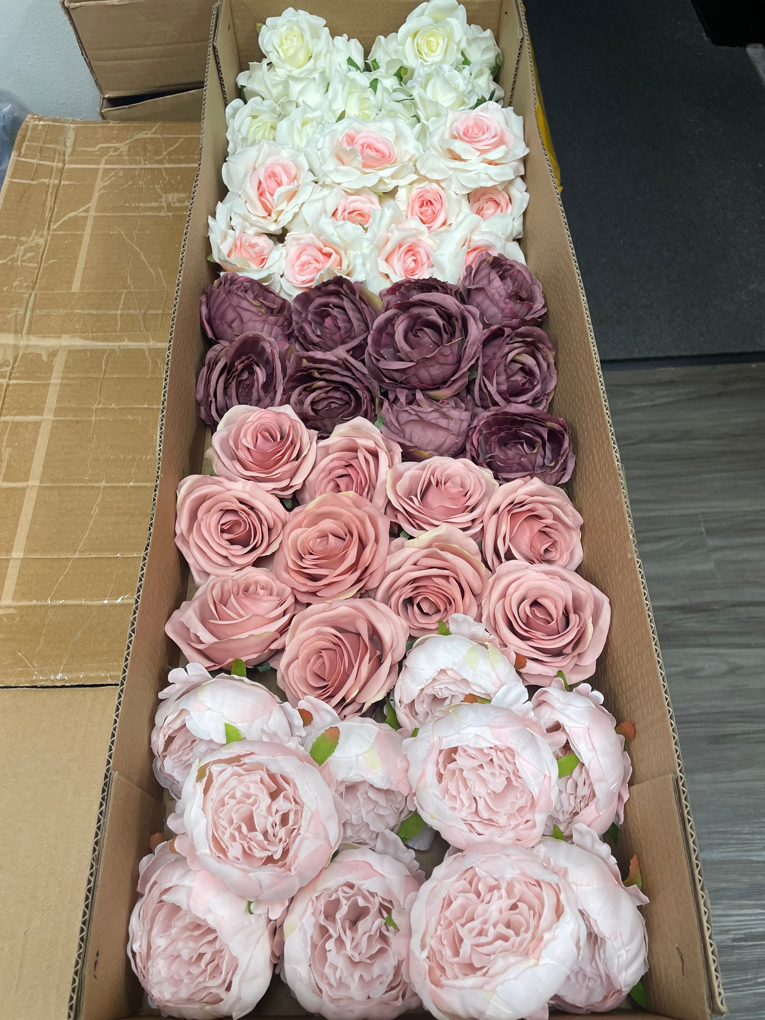 60/70 PCS Artificial Flower Heads(ES1)– Mixed Colors for Wedding & DIY Decor