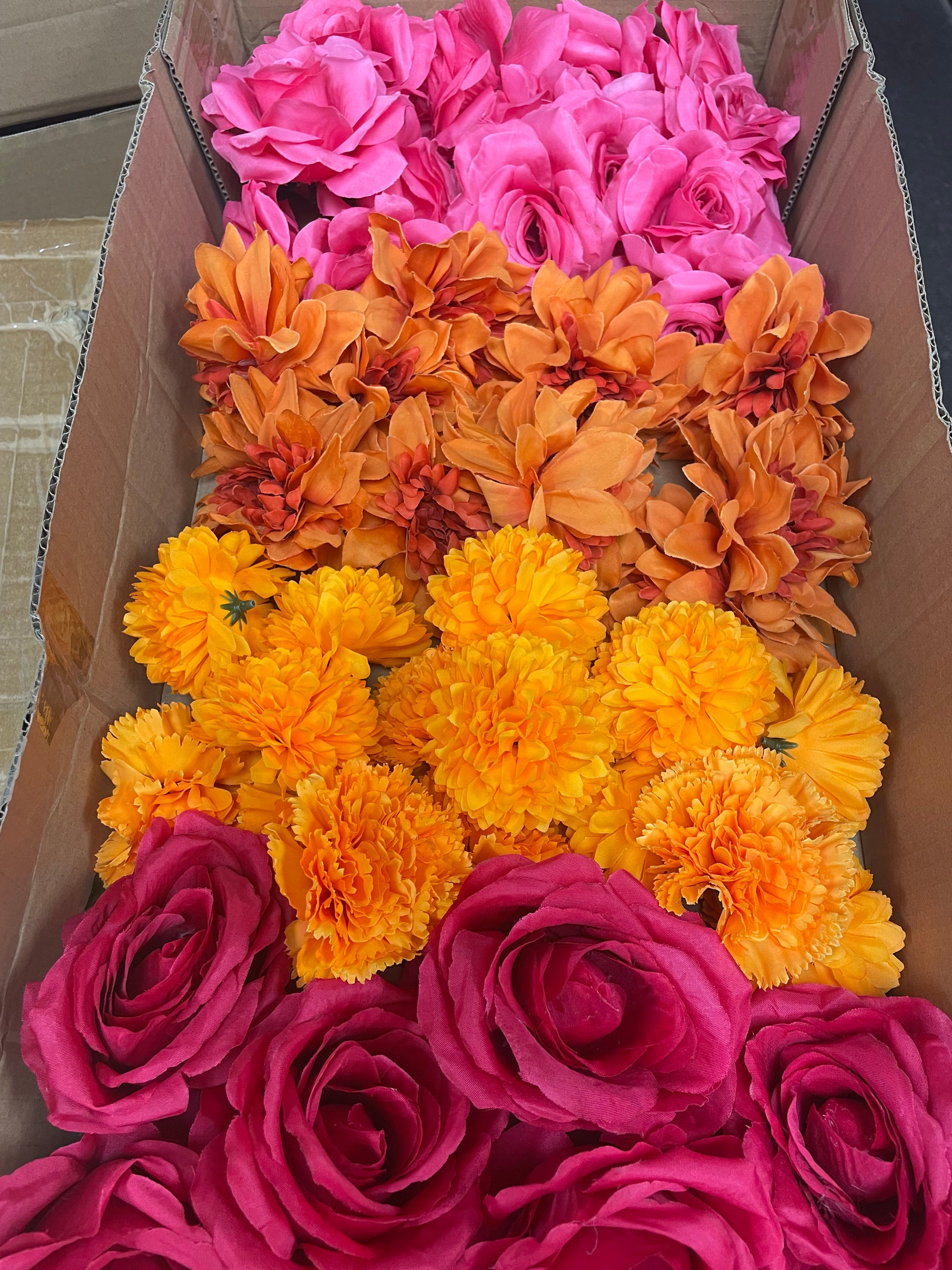 60/70 PCS Artificial Flower Heads, Mixed Colors for Wedding & DIY Decor (JS4)
