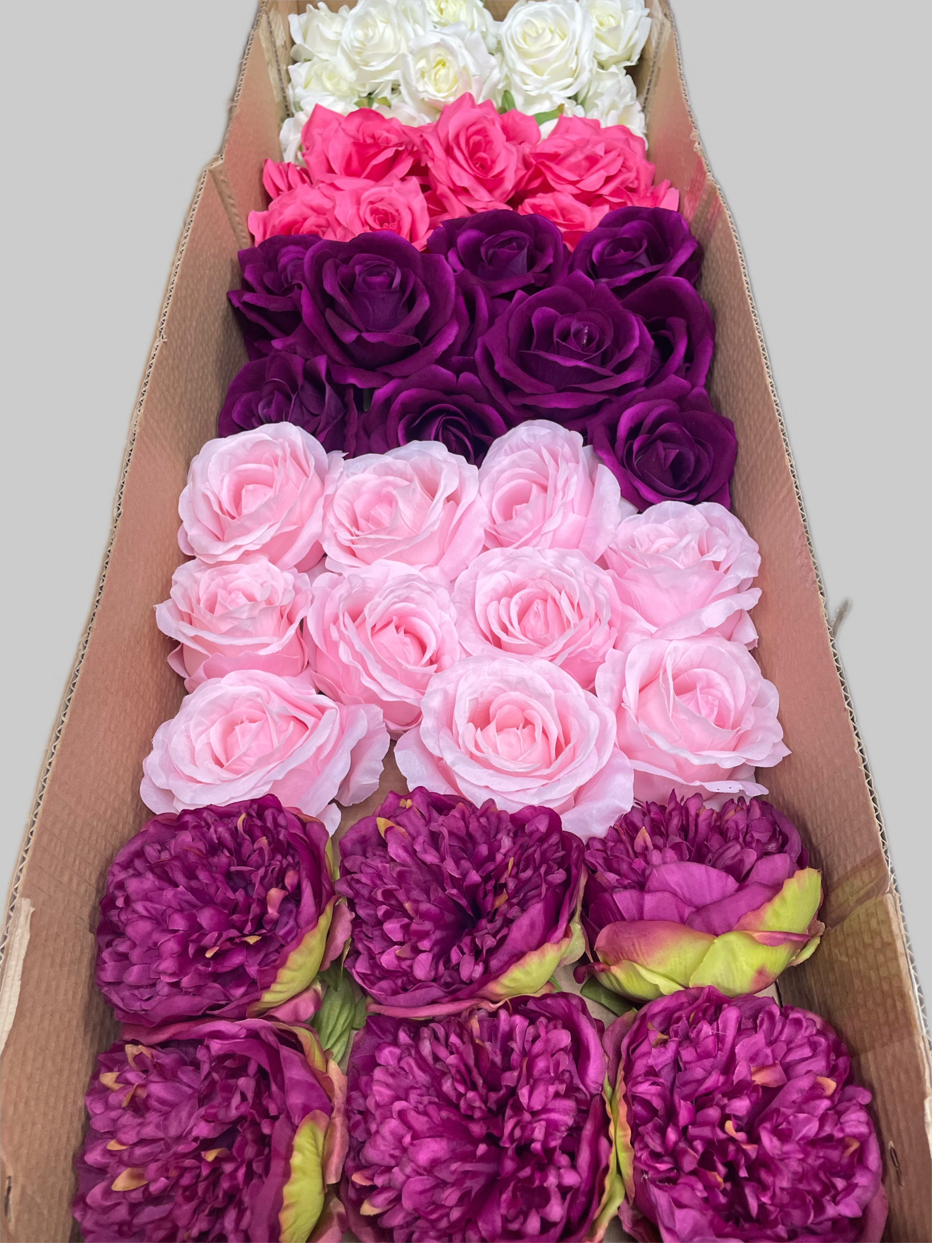 60/70 PCS Artificial Flower Heads (AS7), Mixed Colors for Wedding & DIY Decor