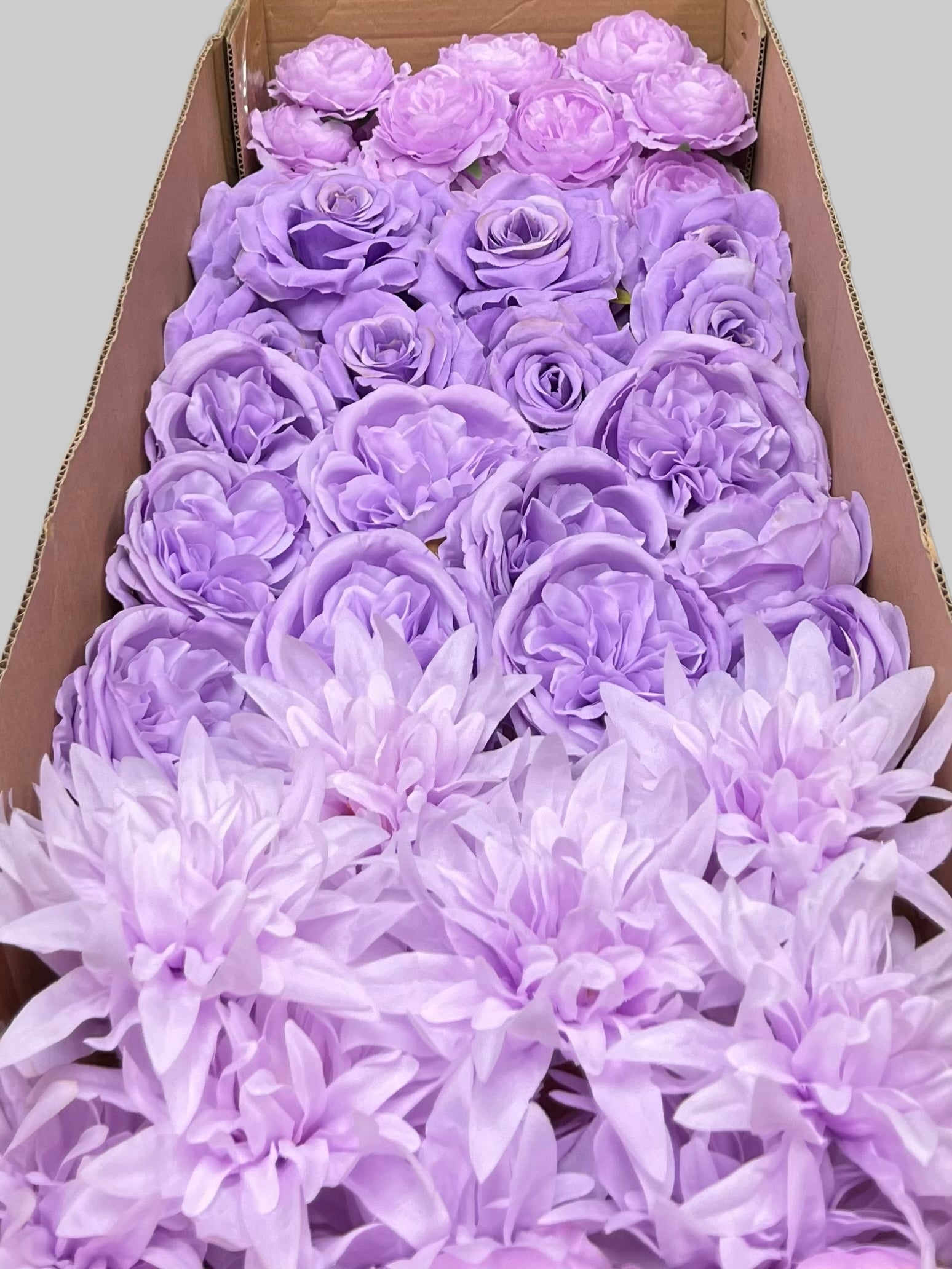 60 PCS All Purple Assorted Artificial Flower Heads A – Roses, Peonies, Flame Chrysanthemum & Ranunculus
