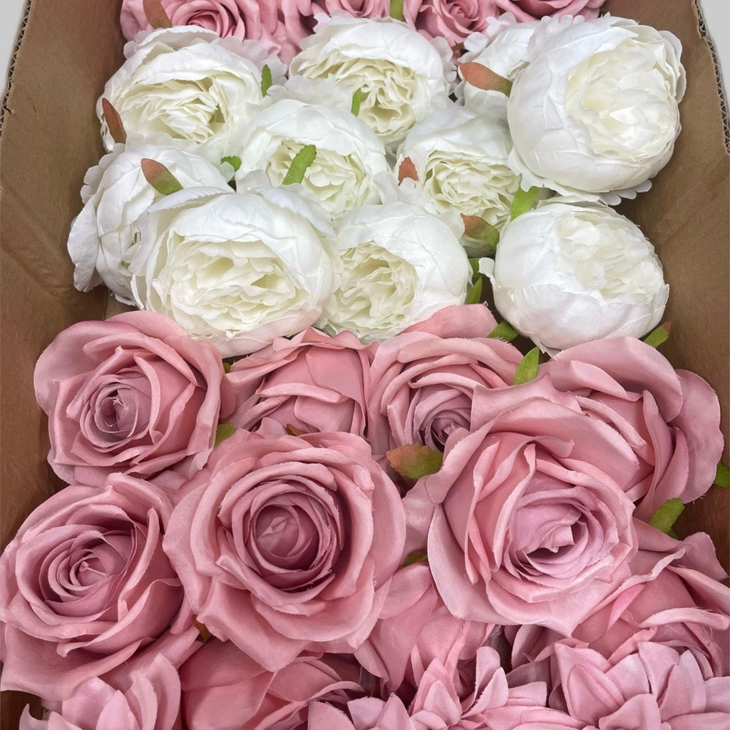 60/70 PCS Artificial Flower Heads(ES2), Mixed Colors for Wedding & DIY Decor