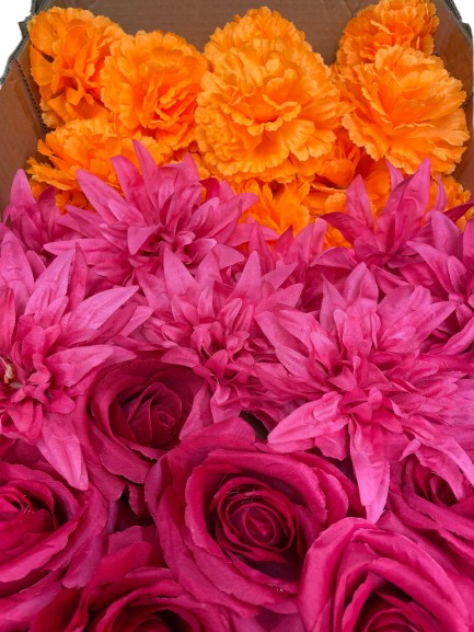 50/60 PCS Artificial Flower Heads (JS1), Mixed Colors for Wedding & DIY Decor