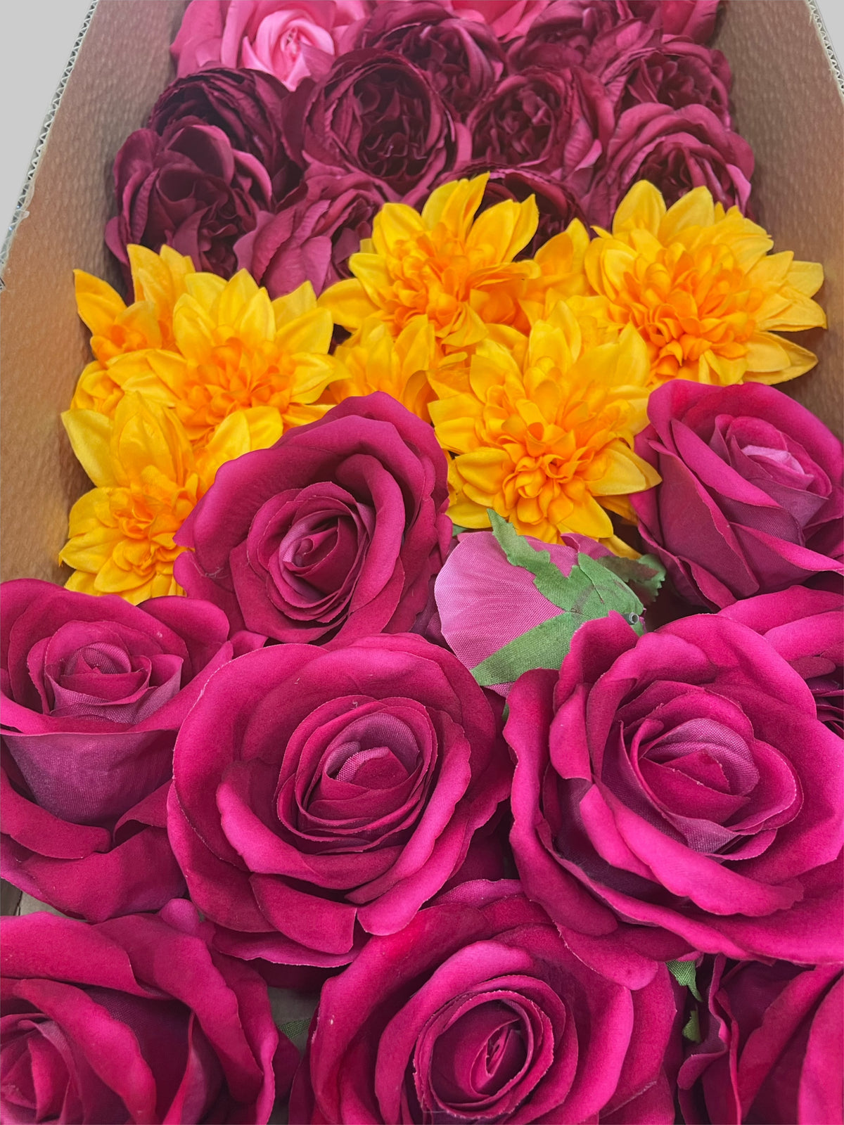 50/60 PCS Artificial Flower Heads (JS5), Mixed Colors for Wedding & DIY Decor