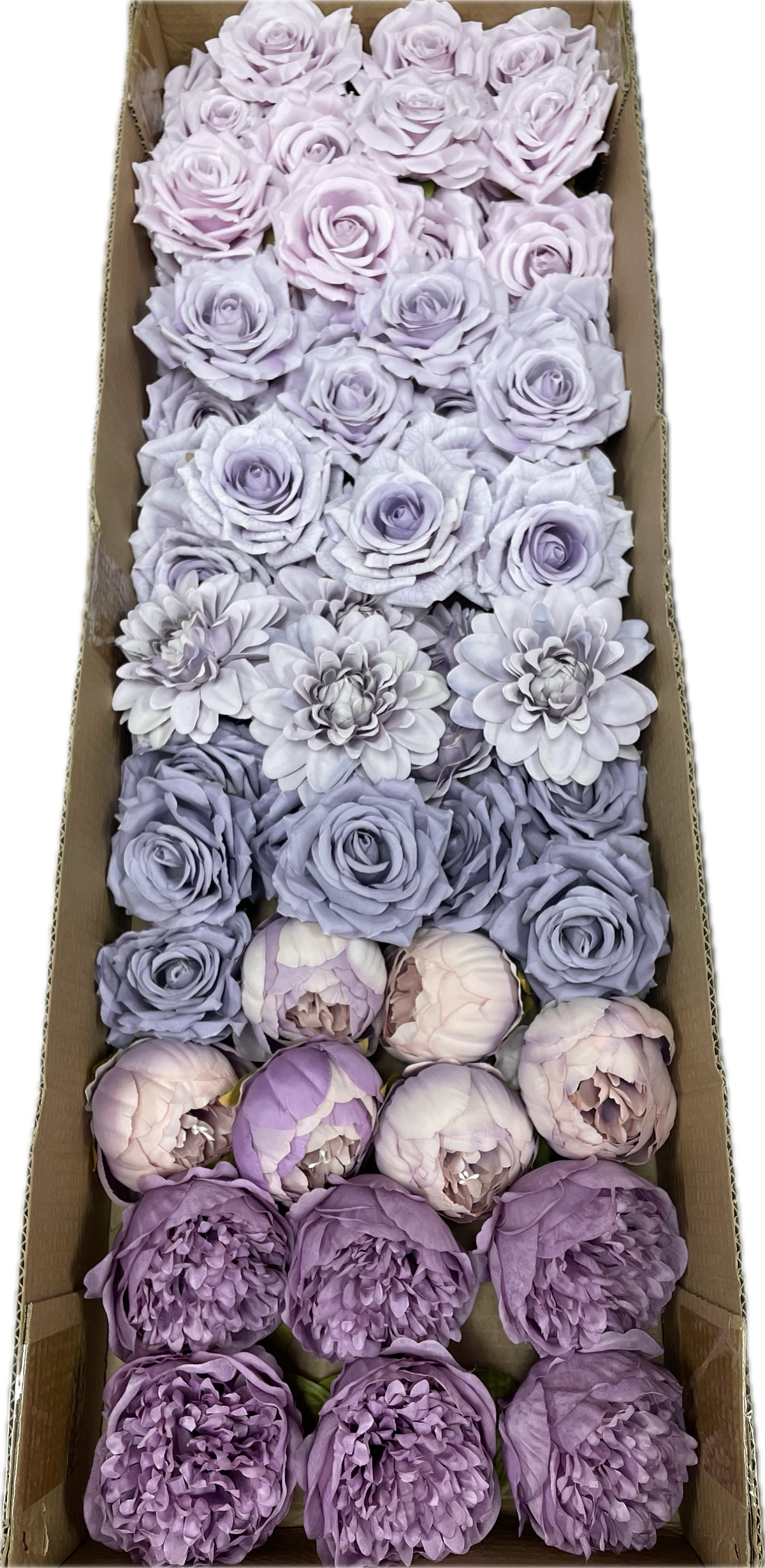 50/60 PCS All Purple Assorted Artificial Flower Heads (AZ6), Peonies, Roses & Dahlias