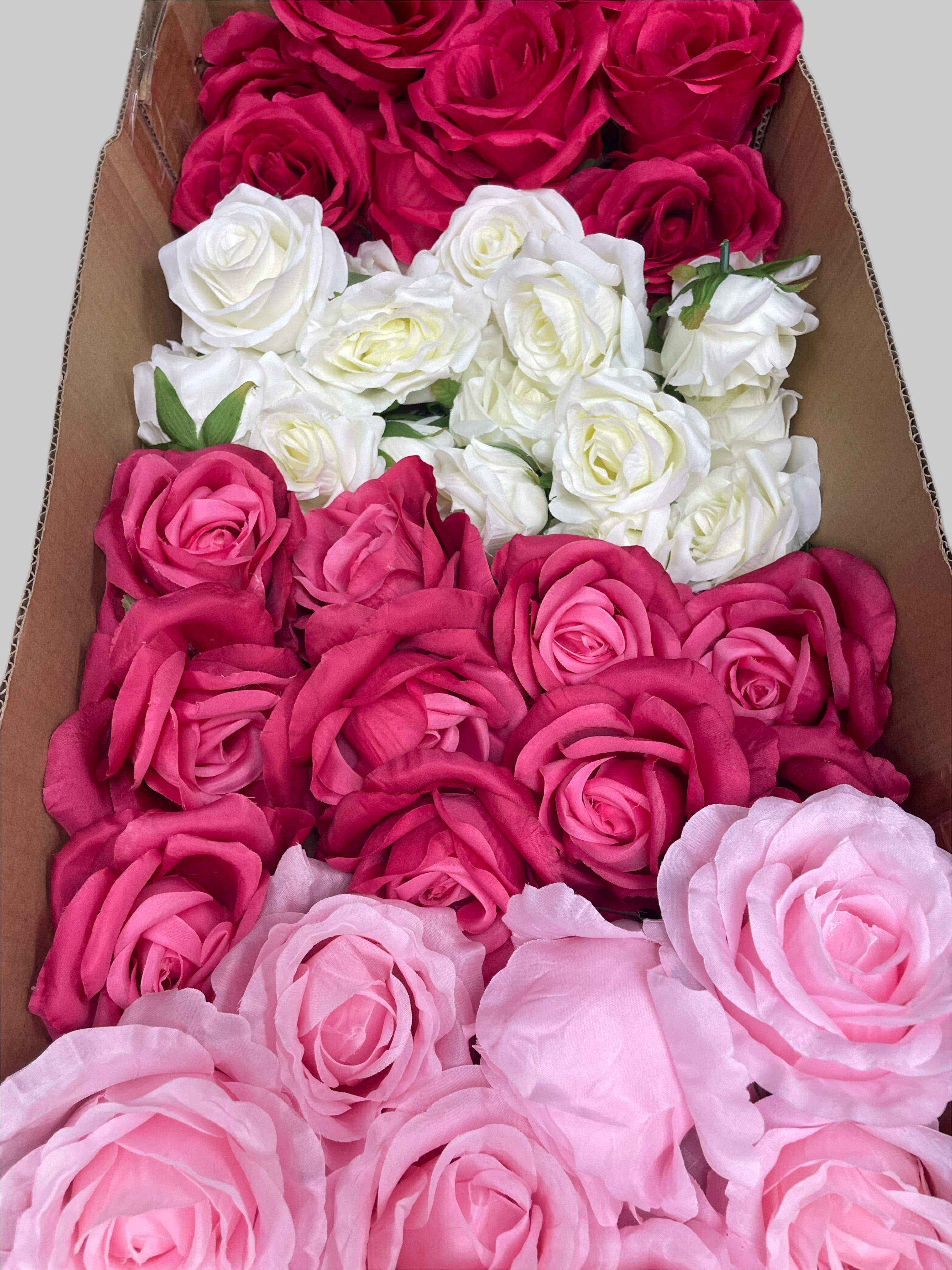 60/70 PCS Artificial Flower Heads (AS6), Mixed Colors for Wedding & DIY Decor