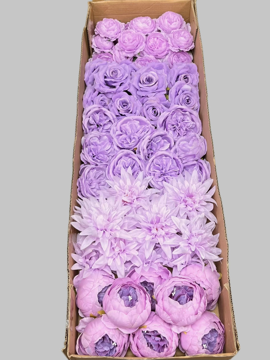60 PCS All Purple Assorted Artificial Flower Heads A – Roses, Peonies, Flame Chrysanthemum & Ranunculus