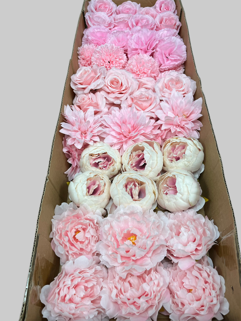 60 PCS All Pink Assorted Artificial Flower Heads (AP1AD3), Peonies, Rose, Dahlia, Carnation