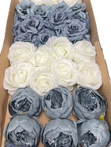 50/60 PCS Artificial Flower Heads (DS4), Mixed Colors for Wedding & DIY Decor