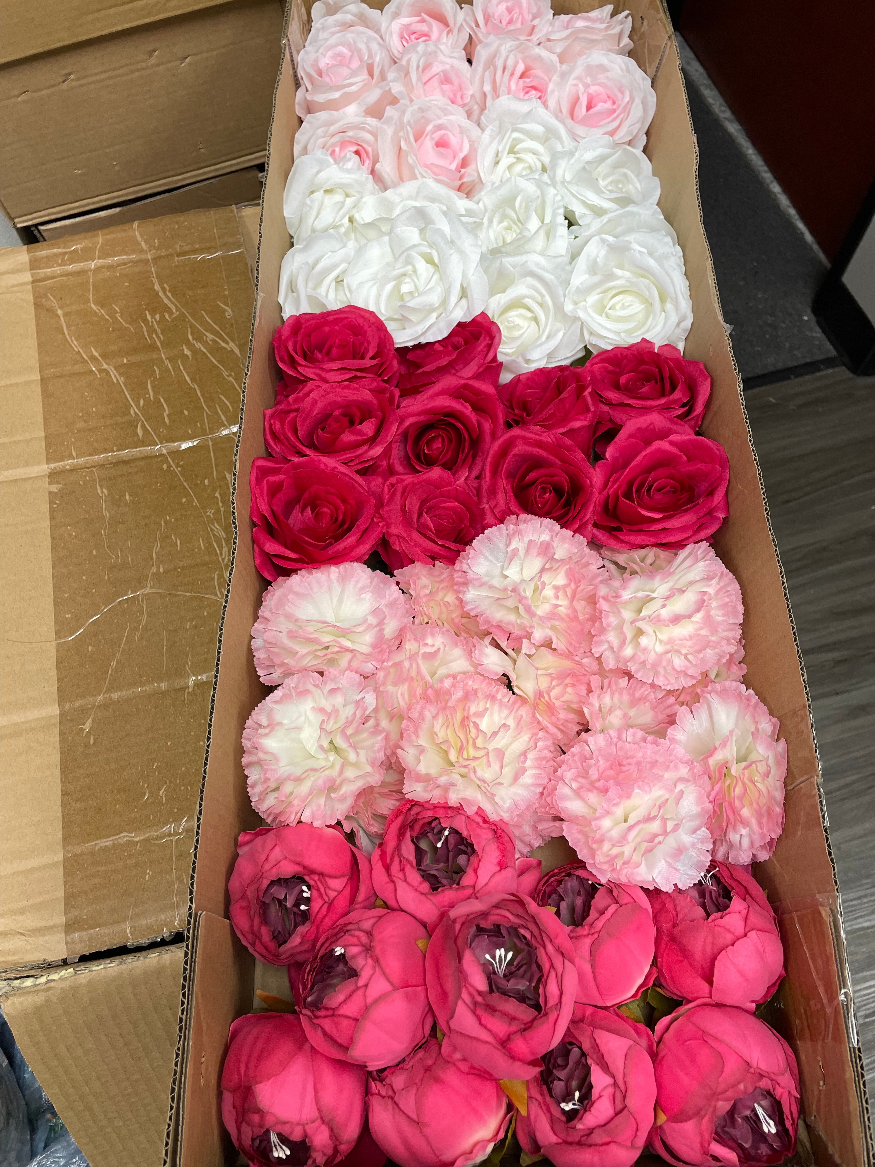 60/70 PCS Artificial Flower Heads (AS4), Mixed Colors for Wedding & DIY Decor