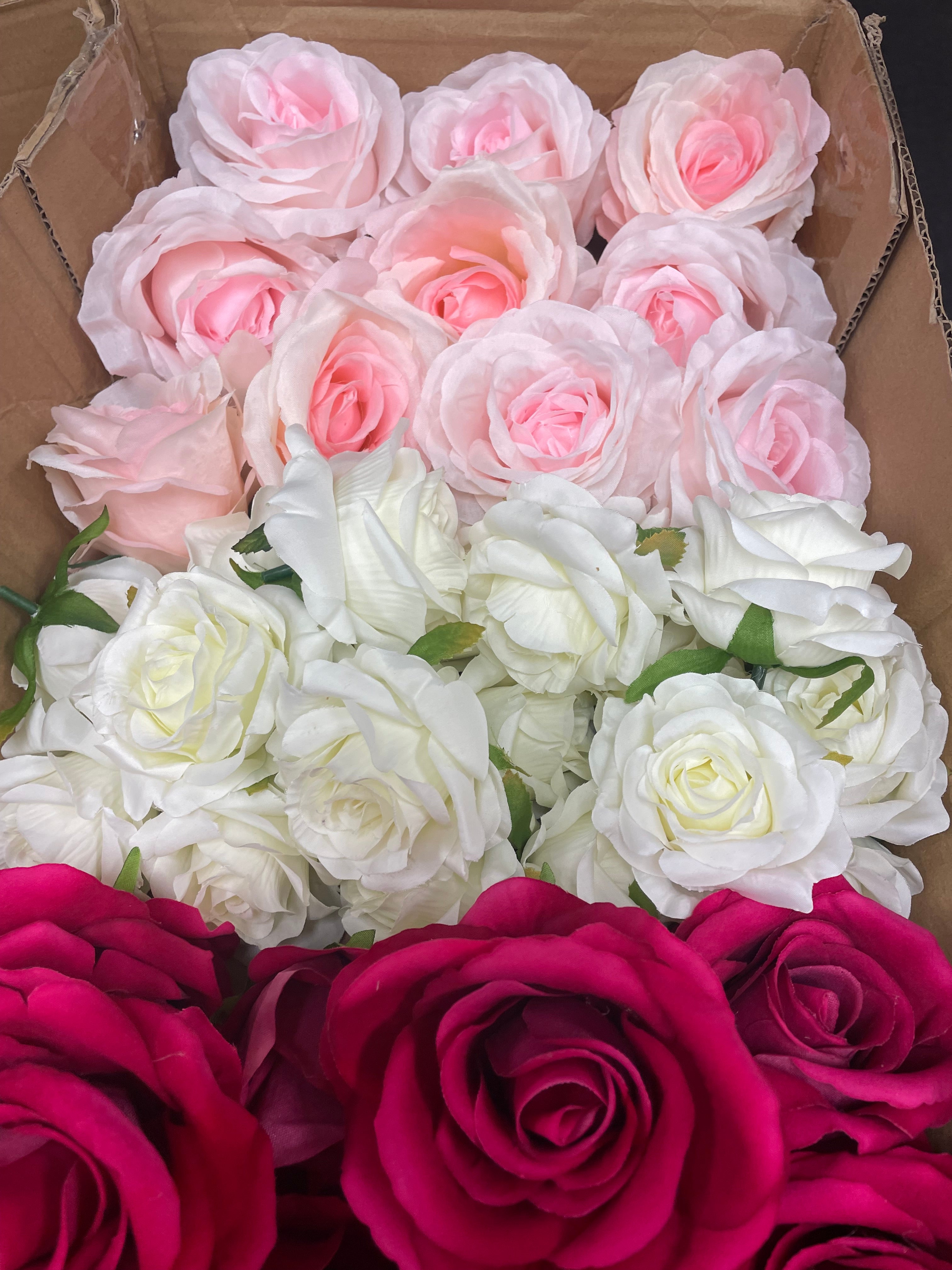 60/70 PCS Artificial Flower Heads (AS1BC2), Mixed Colors for Wedding & DIY Decor