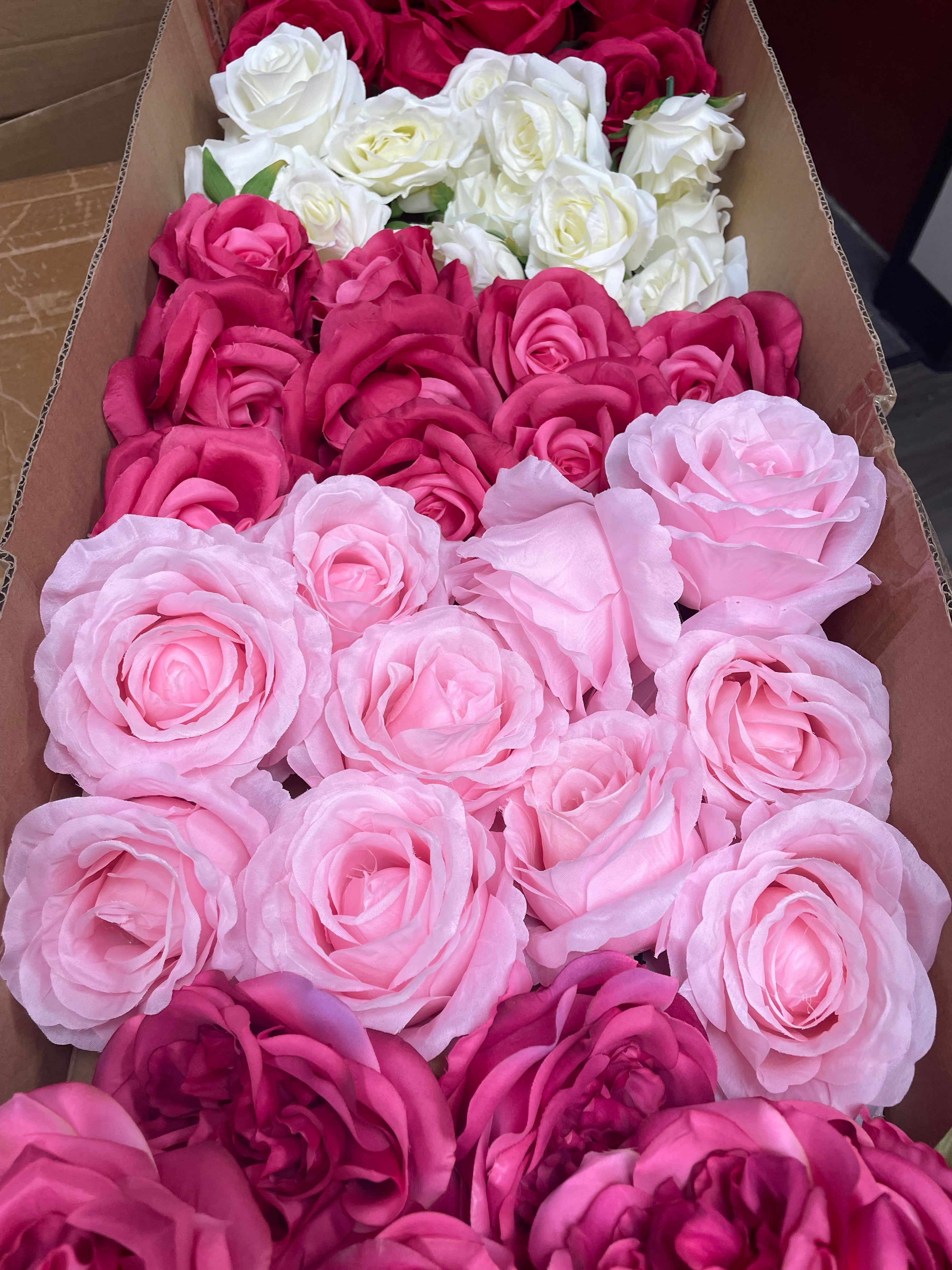 60/70 PCS Artificial Flower Heads (AS6), Mixed Colors for Wedding & DIY Decor