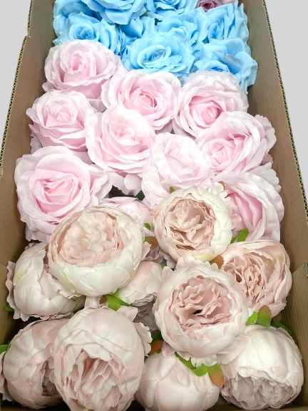 50/60 PCS Artificial Flower Heads(BS1), Mixed Colors for Wedding & DIY Decor