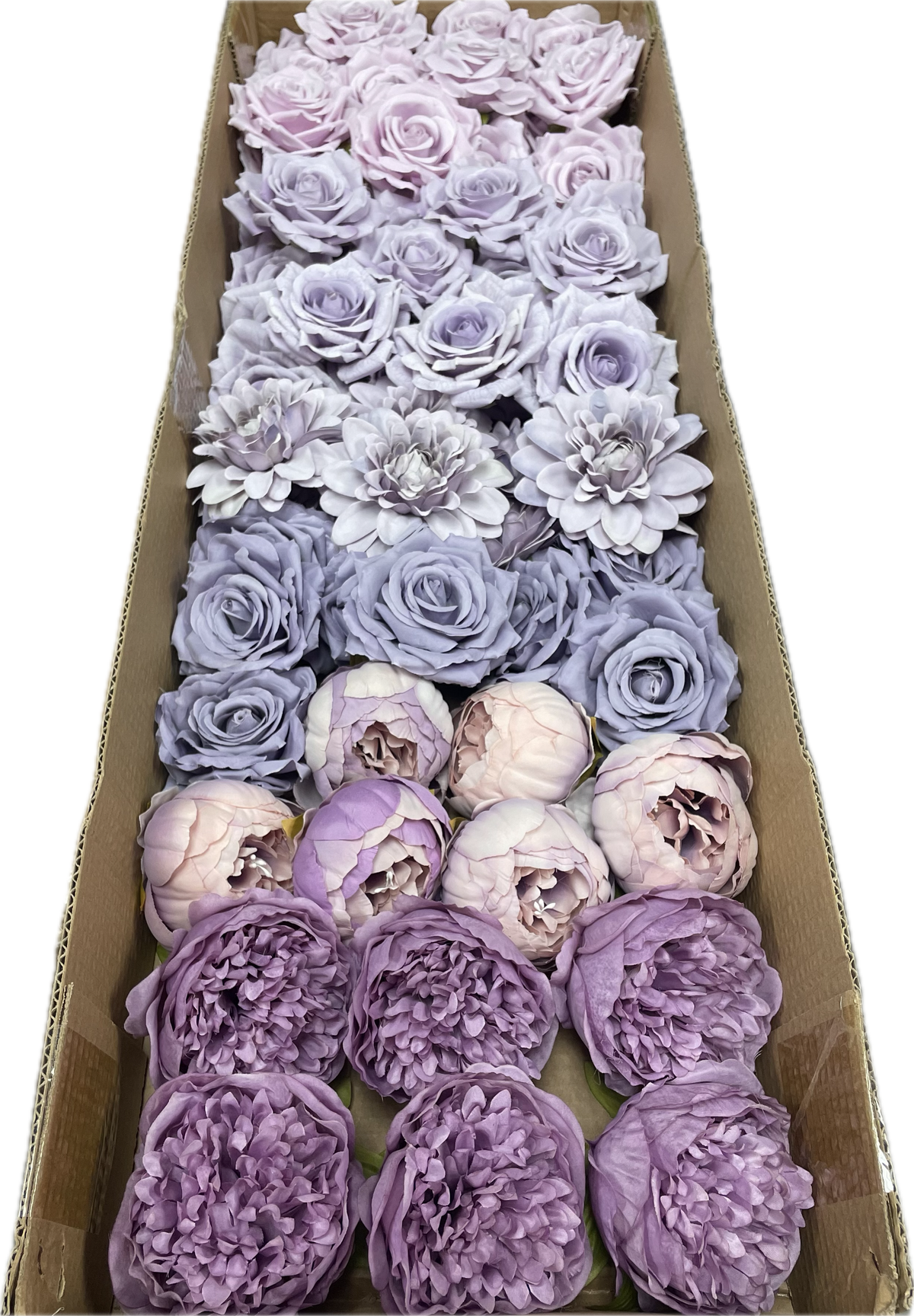 50/60 PCS All Purple Assorted Artificial Flower Heads (AZ6), Peonies, Roses & Dahlias
