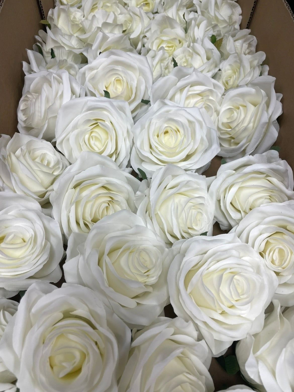 50 PCS All White Assorted Artificial Flower Heads A – Roses, Peonies
