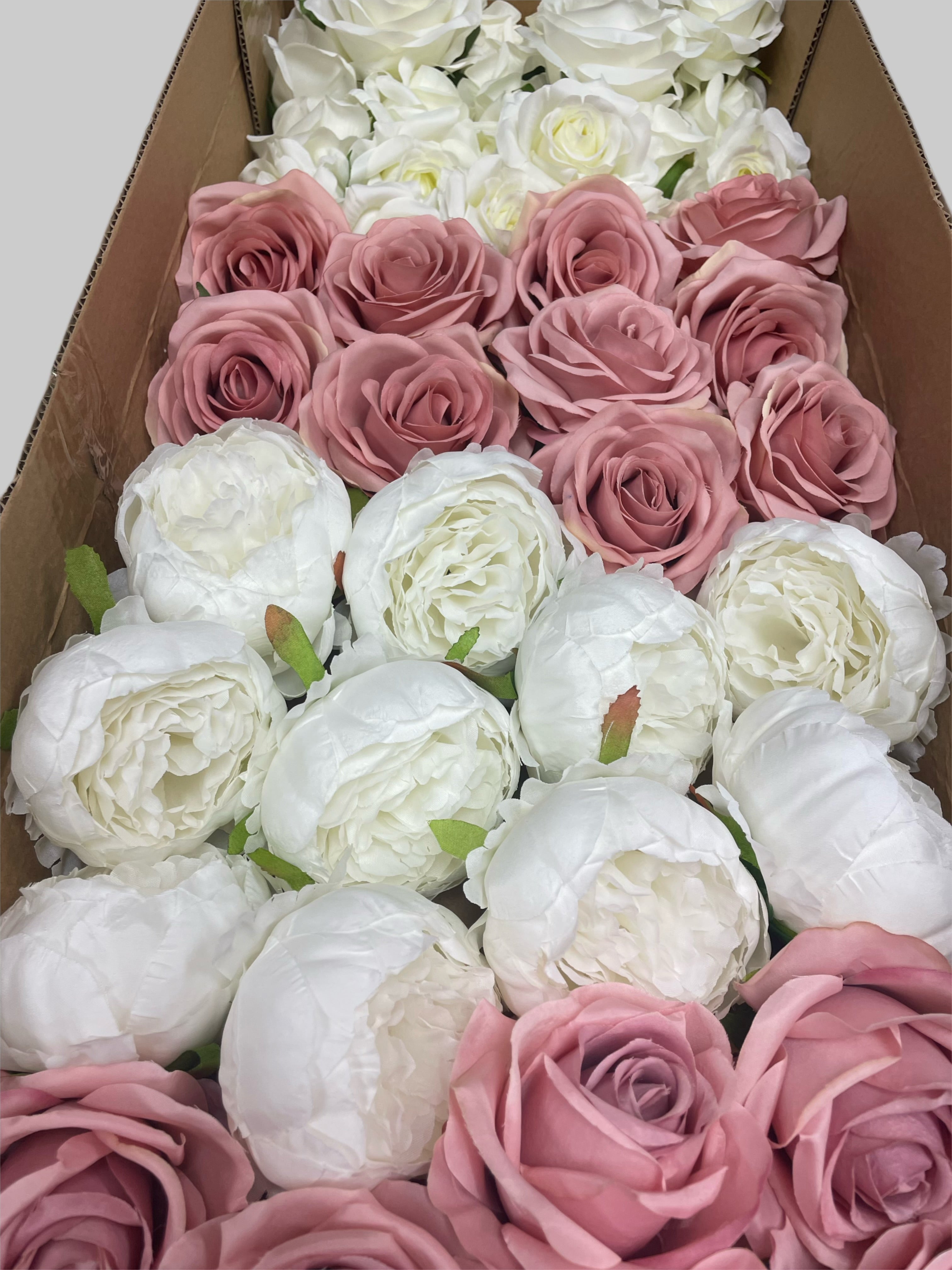 60/70 PCS Artificial Flower Heads(ES2D), Mixed Colors for Wedding & DIY Decor
