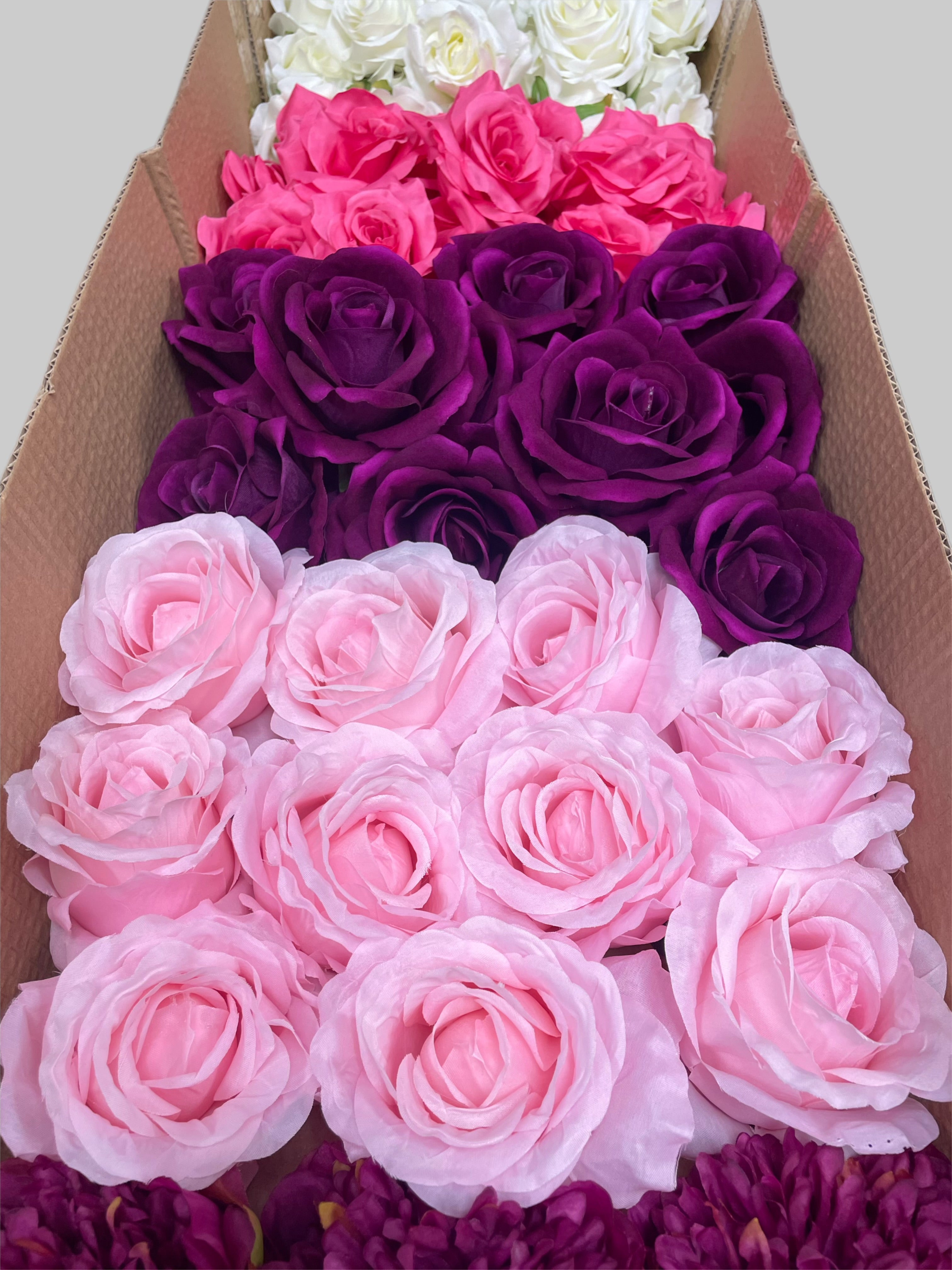60/70 PCS Artificial Flower Heads (AS7), Mixed Colors for Wedding & DIY Decor