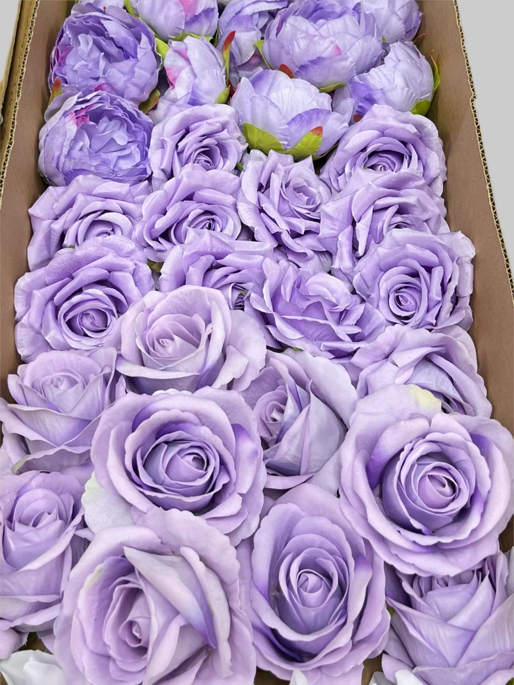 60 PCS All Purple Assorted Artificial Flower Heads B – Roses, Peonies & Dahlias