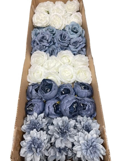 50/60 PCS Artificial Flower Heads (DS1DG), Mixed Colors for Wedding & DIY Decor