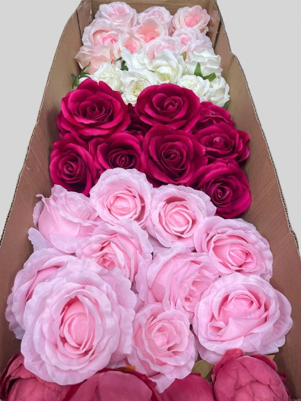 50/60 PCS Artificial Flower Heads (AS1BC2), Mixed Colors for Wedding & DIY Decor