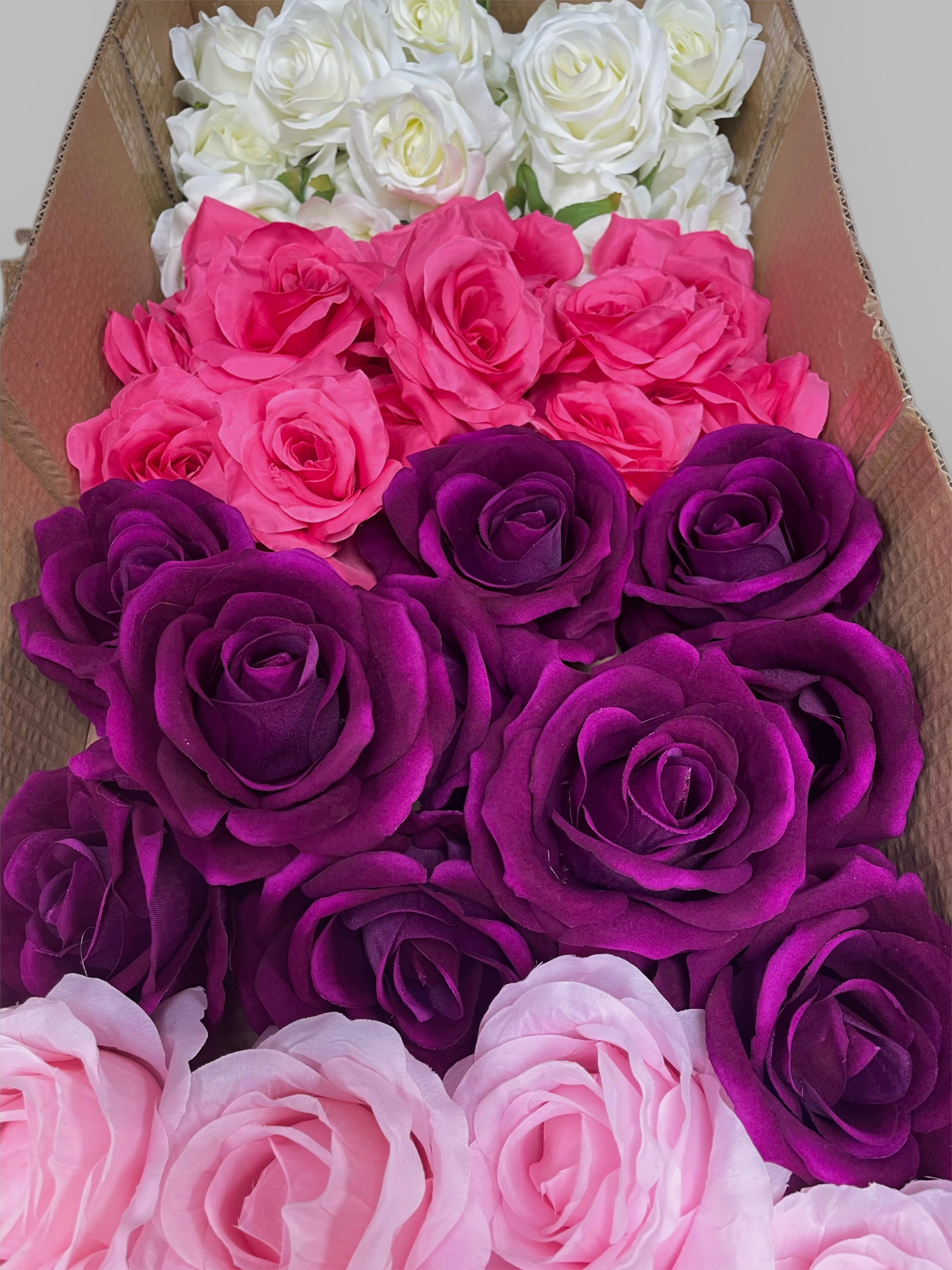 60/70 PCS Artificial Flower Heads (AS7), Mixed Colors for Wedding & DIY Decor