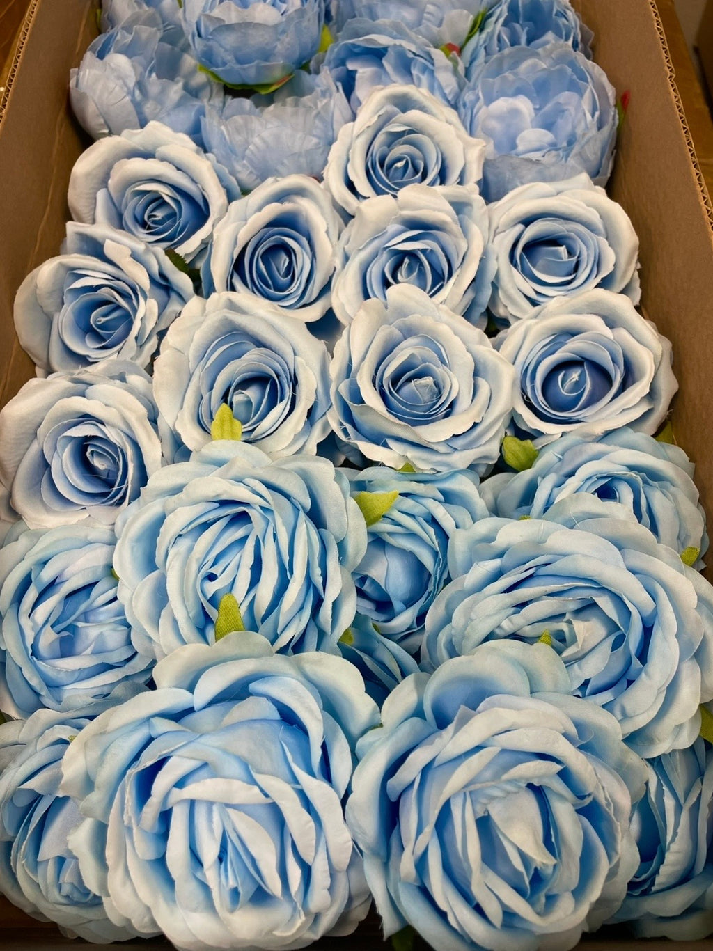 60 PCS All Light Blue  Assorted Artificial Flower Heads C – Roses, Peonies, Orchid