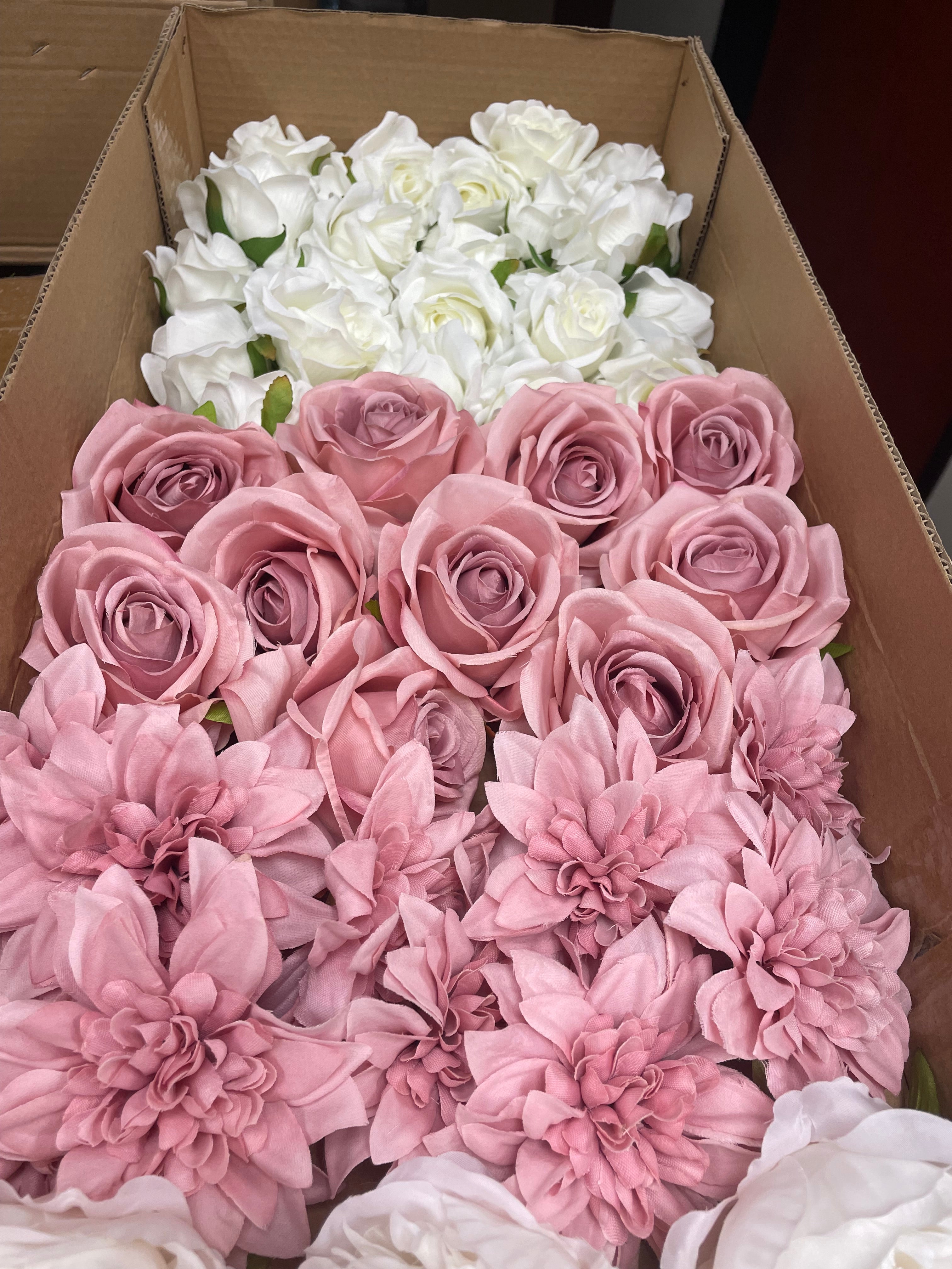 60/70 PCS Artificial Flower Heads(GS3) – Mixed Colors for Wedding & DIY Decor