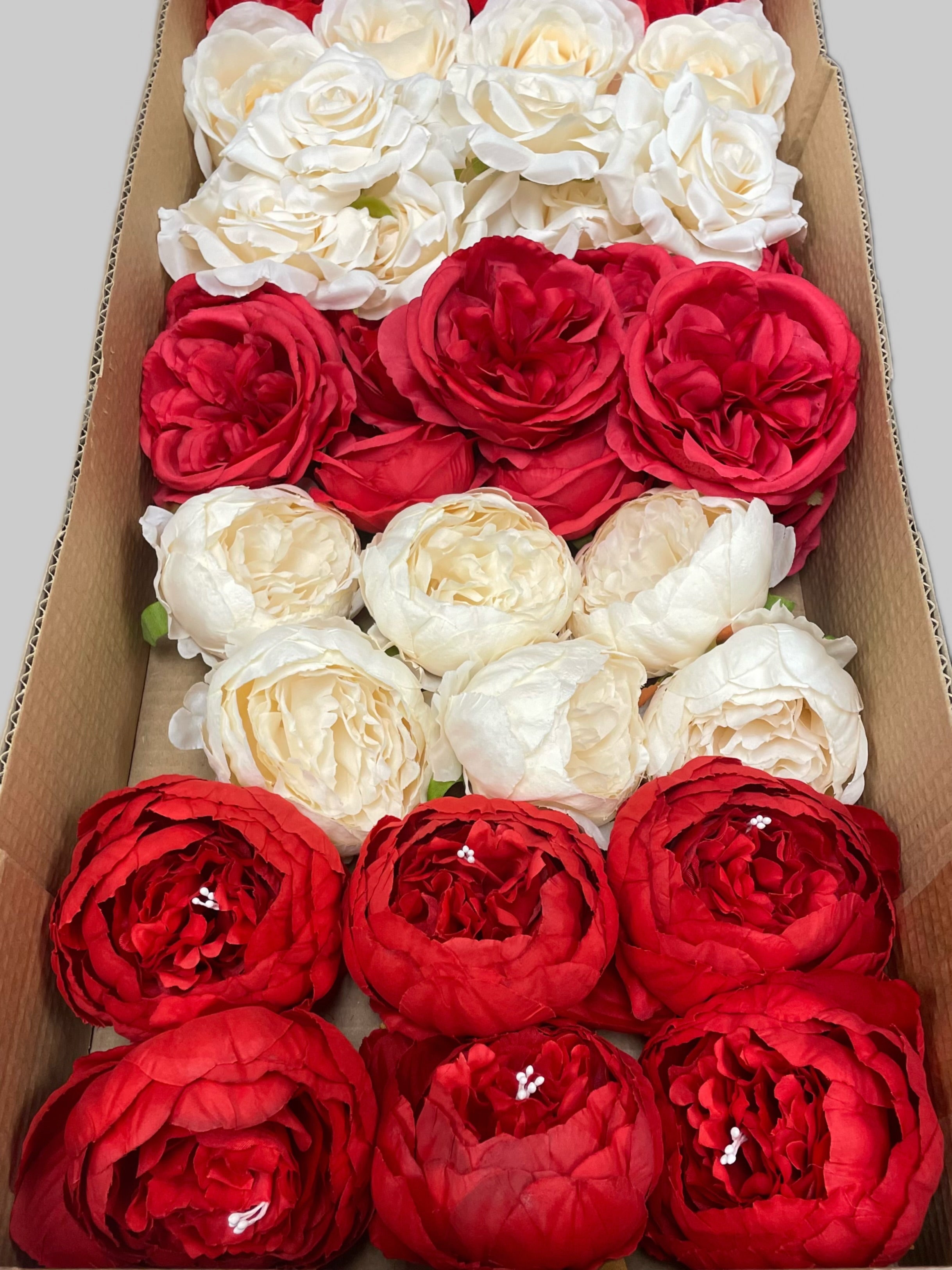 60/70 PCS Artificial Flower Heads (RM1AH), Mixed Colors for Wedding & DIY Decor