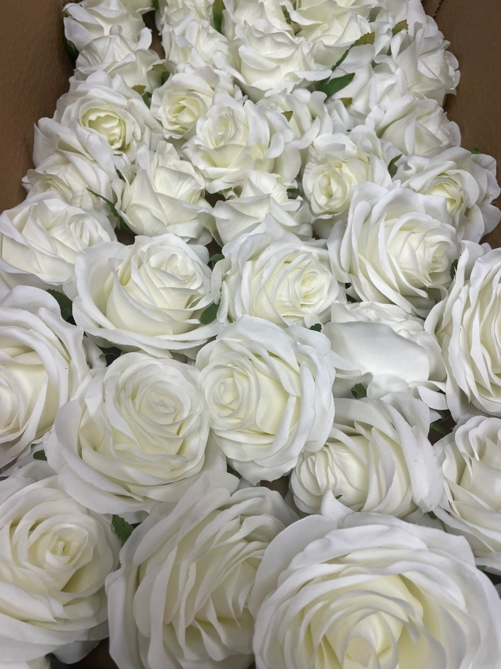 50 PCS All White Assorted Artificial Flower Heads C – Roses, Peonies