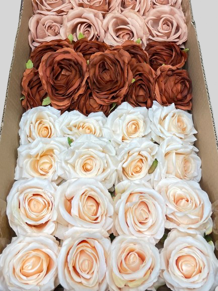 50/60 PCS Artificial Flower Heads (OS2A), Mixed Colors for Wedding & DIY Decor