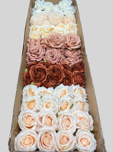 60/70 PCS Artificial Flower Heads (OS2AH), Mixed Colors for Wedding & DIY Decor