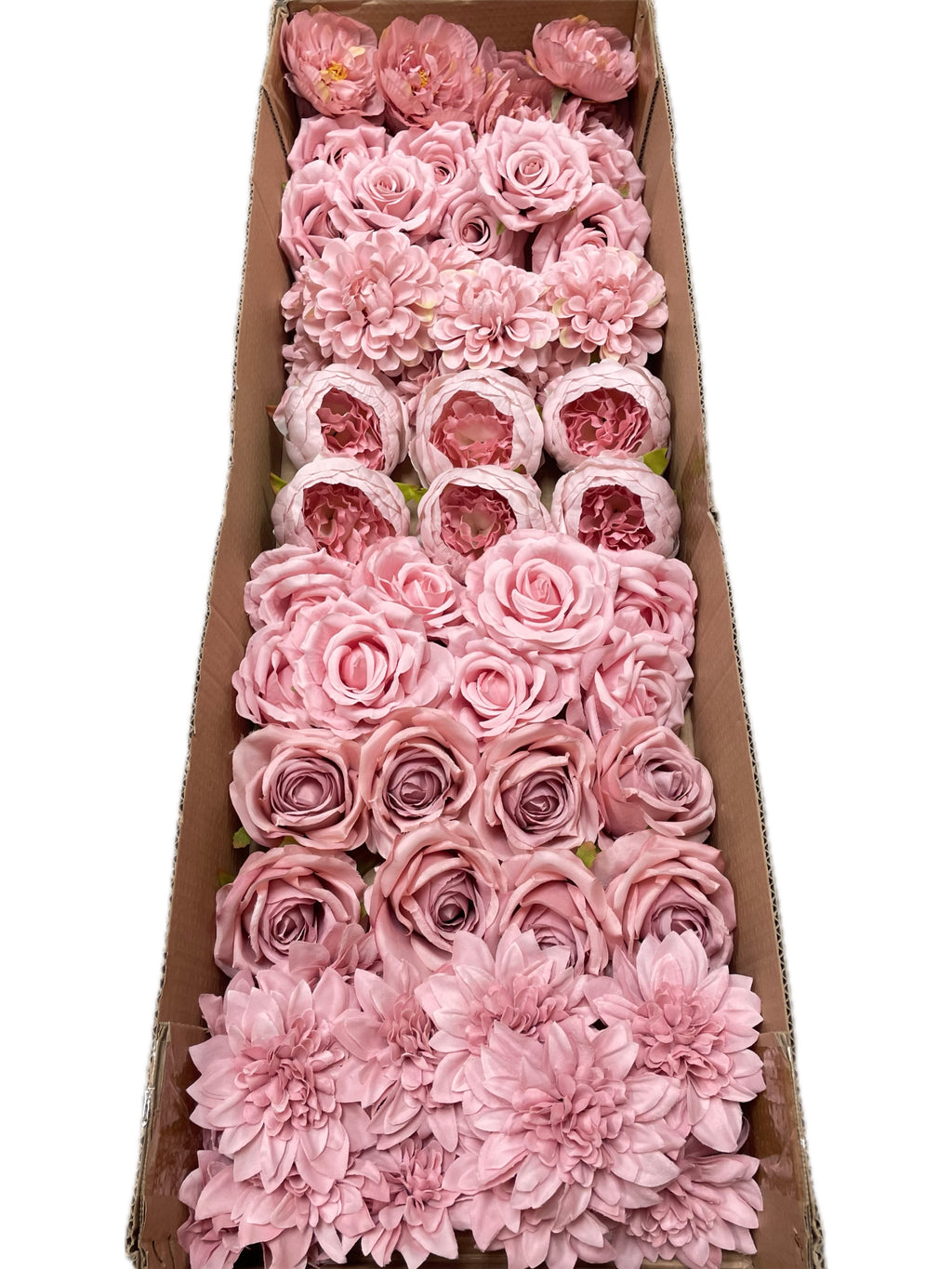 50/60 PCS All Dusty Blush Pink Assorted Artificial Flower Heads (AD3), Peonies, Roses & Dahlias