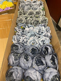 50 PCS All Dusty Blue Assorted Artificial Flower Heads A – Roses, Peonies