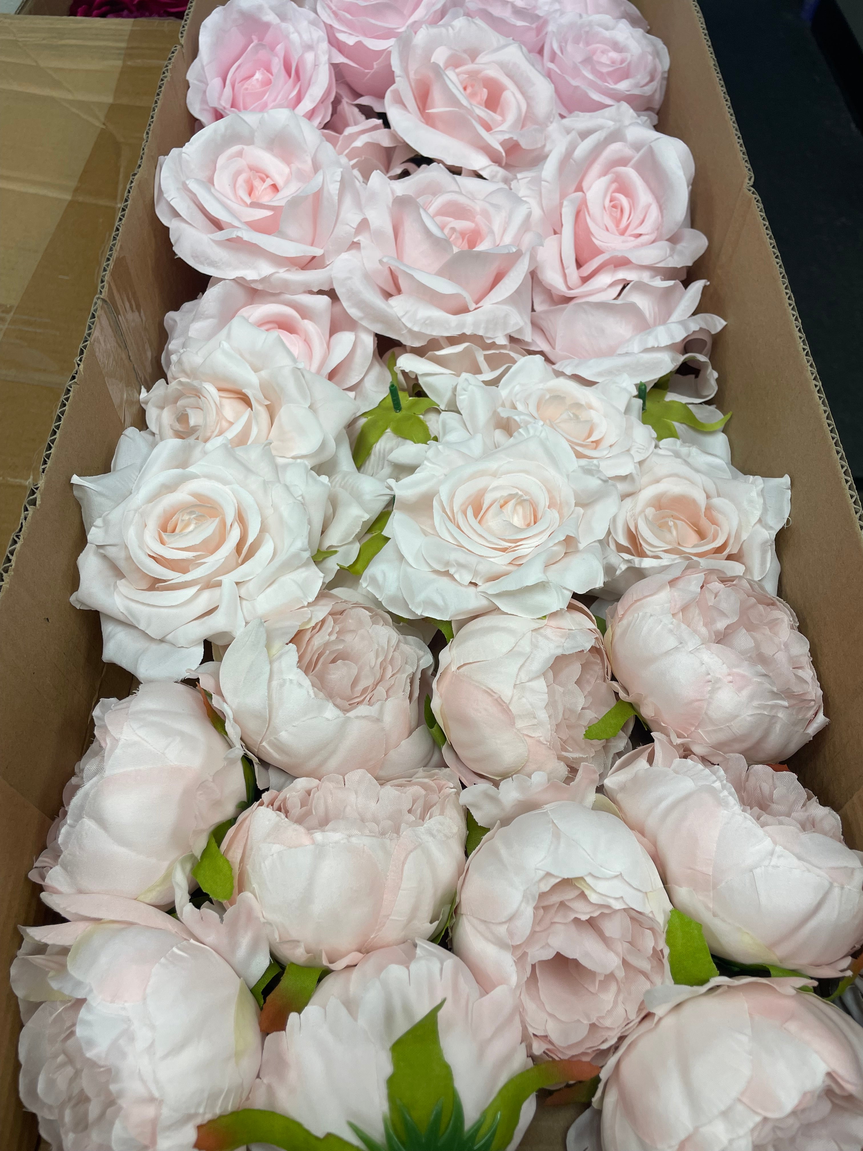 60/70 PCS Artificial Flower Heads (HS4), Mixed Colors for Wedding & DIY Decor
