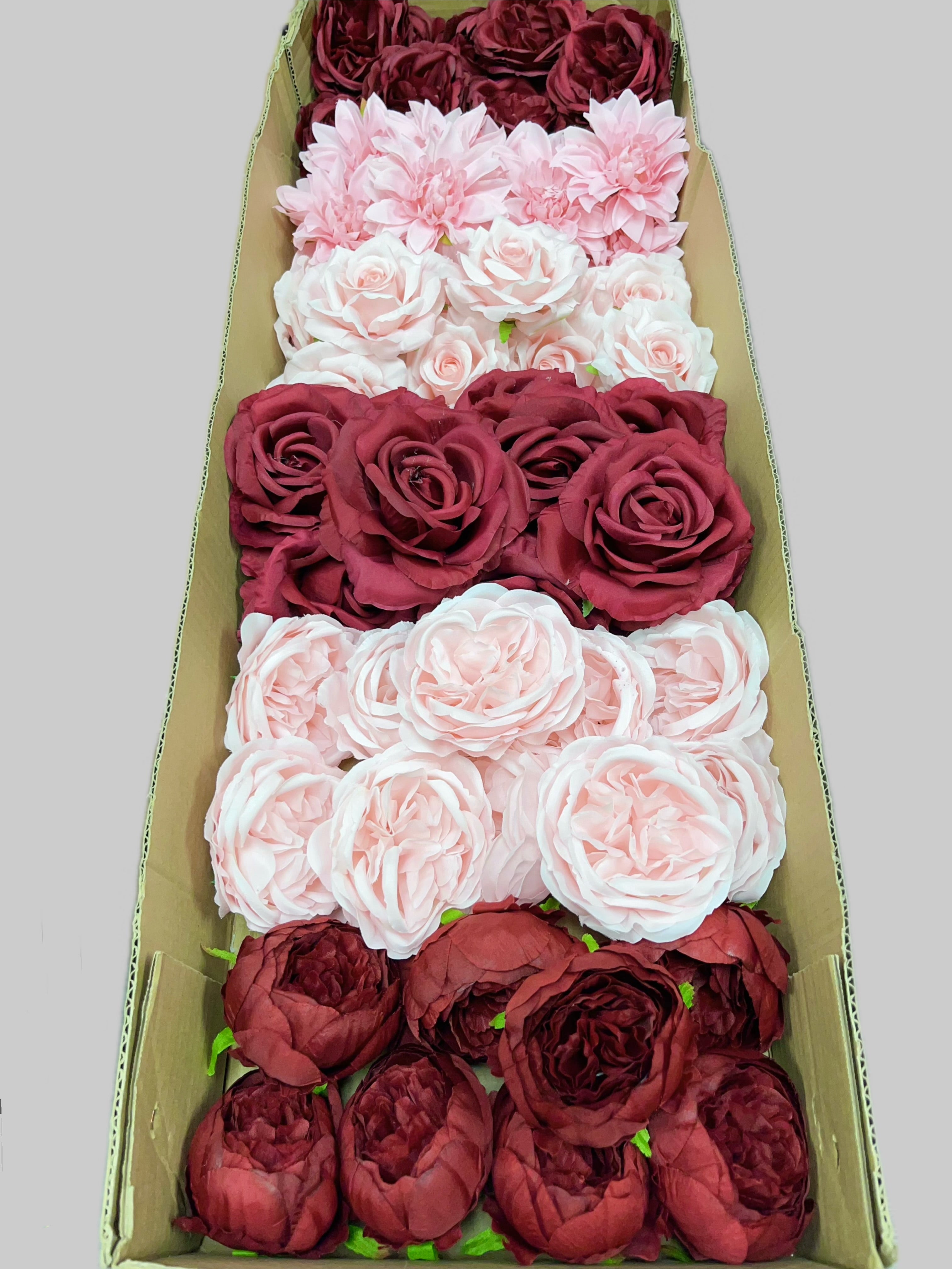 60/70 PCS Artificial Flower Heads (BP1), Mixed Colors for Wedding & DIY Decor