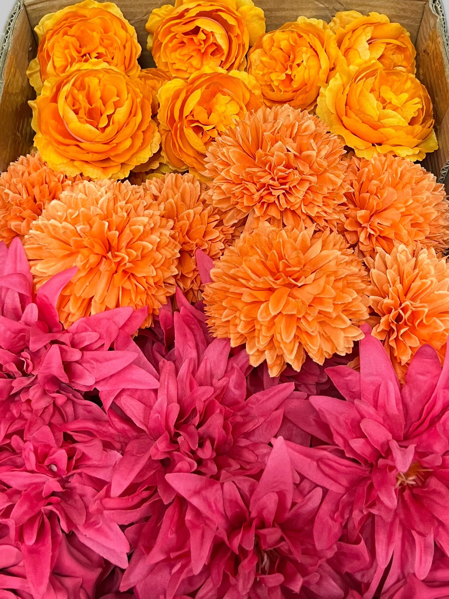 60/70 PCS Artificial Flower Heads (JS7), Mixed Colors for Wedding & DIY Decor