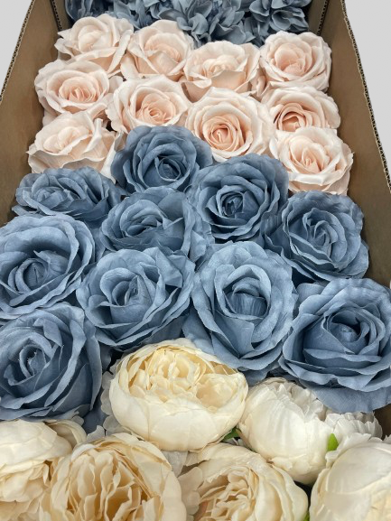 50/60 PCS Artificial Flower Heads(DS2), Mixed Colors for Wedding & DIY Decor