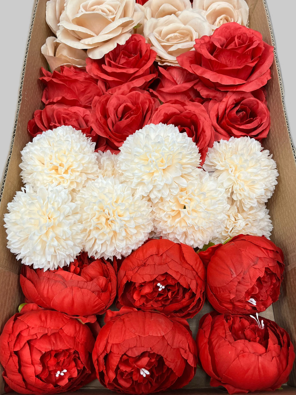 60/70 PCS Artificial Flower Heads (RM1), Mixed Colors for Wedding & DIY Decor