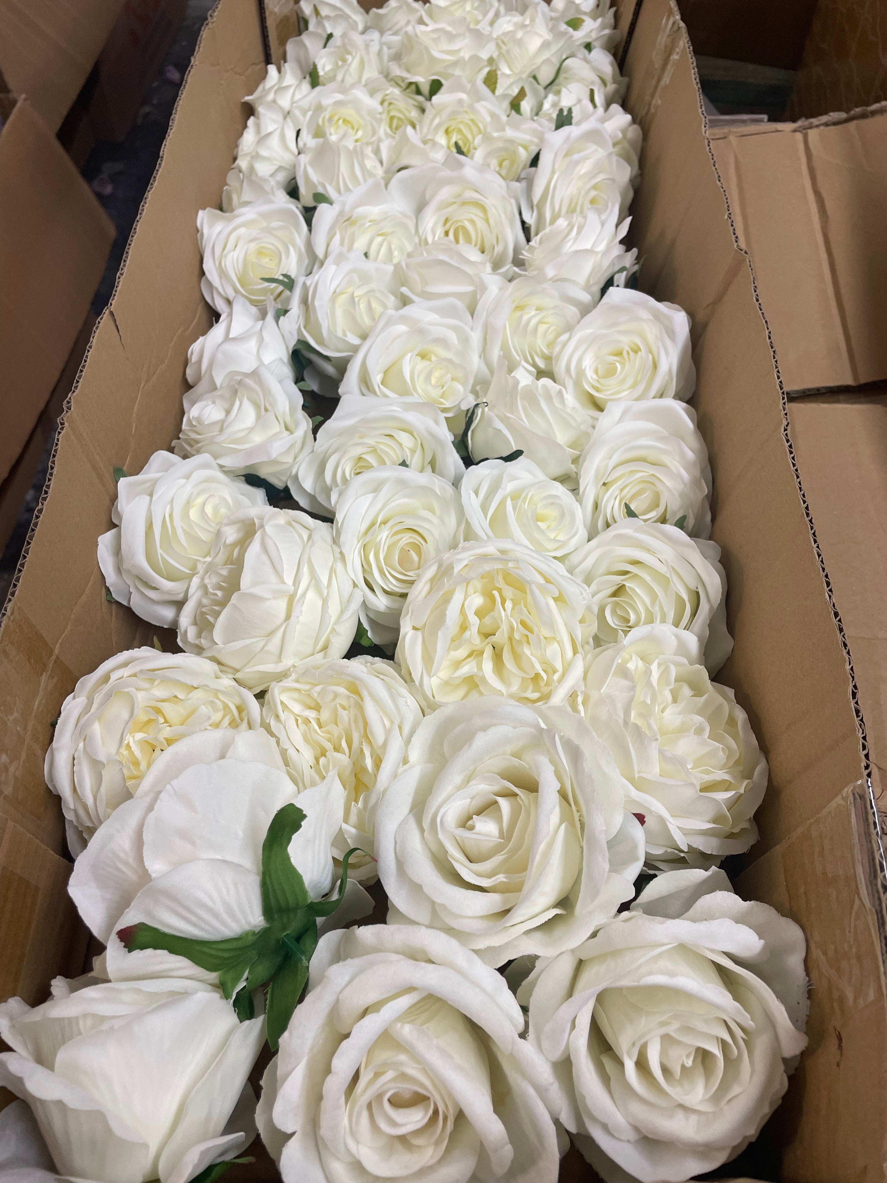 50 PCS All White Assorted Artificial Flower Heads B – Roses
