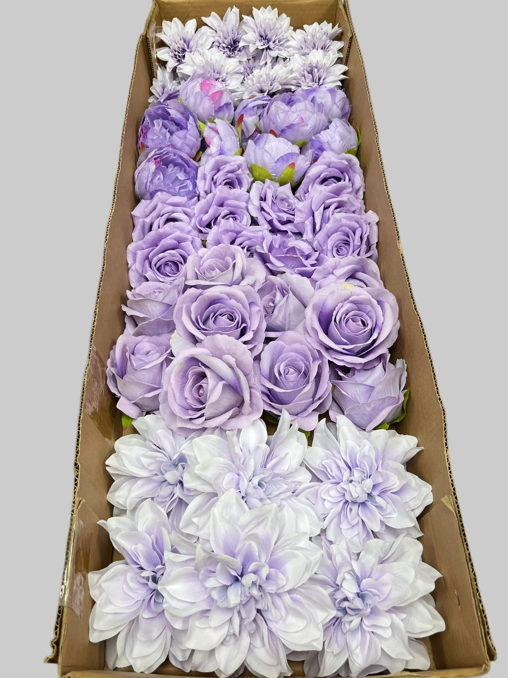 60 PCS All Purple Assorted Artificial Flower Heads B – Roses, Peonies & Dahlias