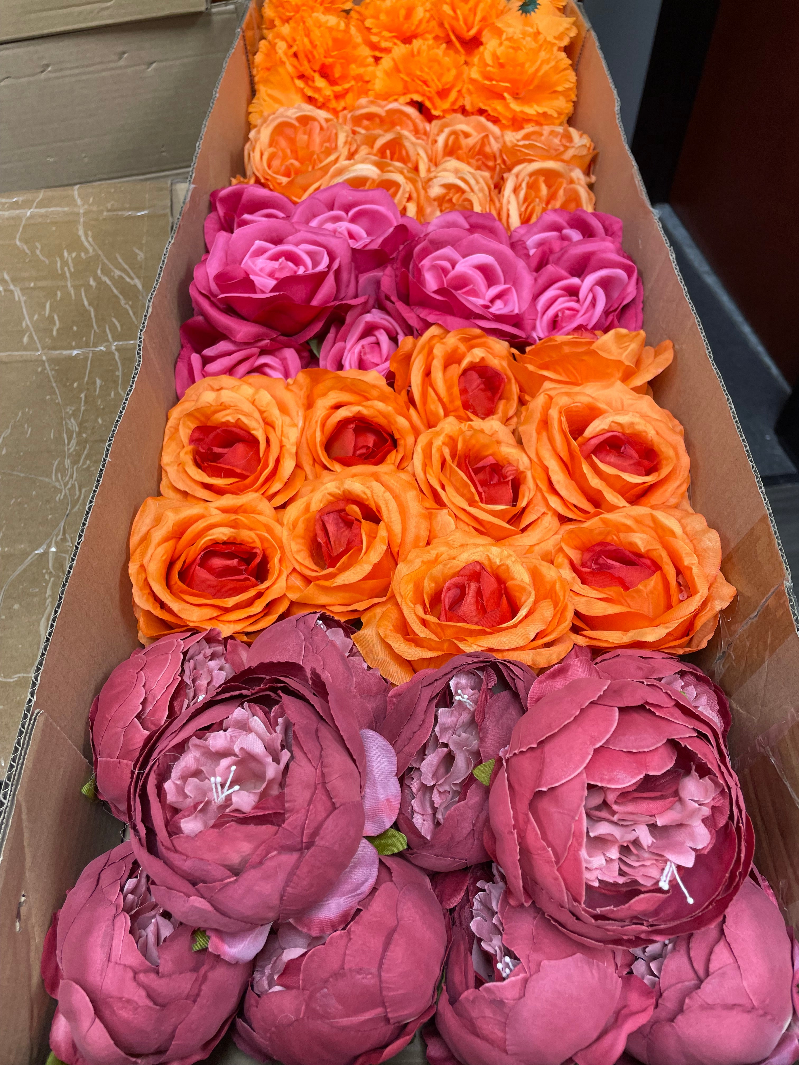 60/70 PCS Artificial Flower Heads(JS2) – Mixed Colors for Wedding & DIY Decor