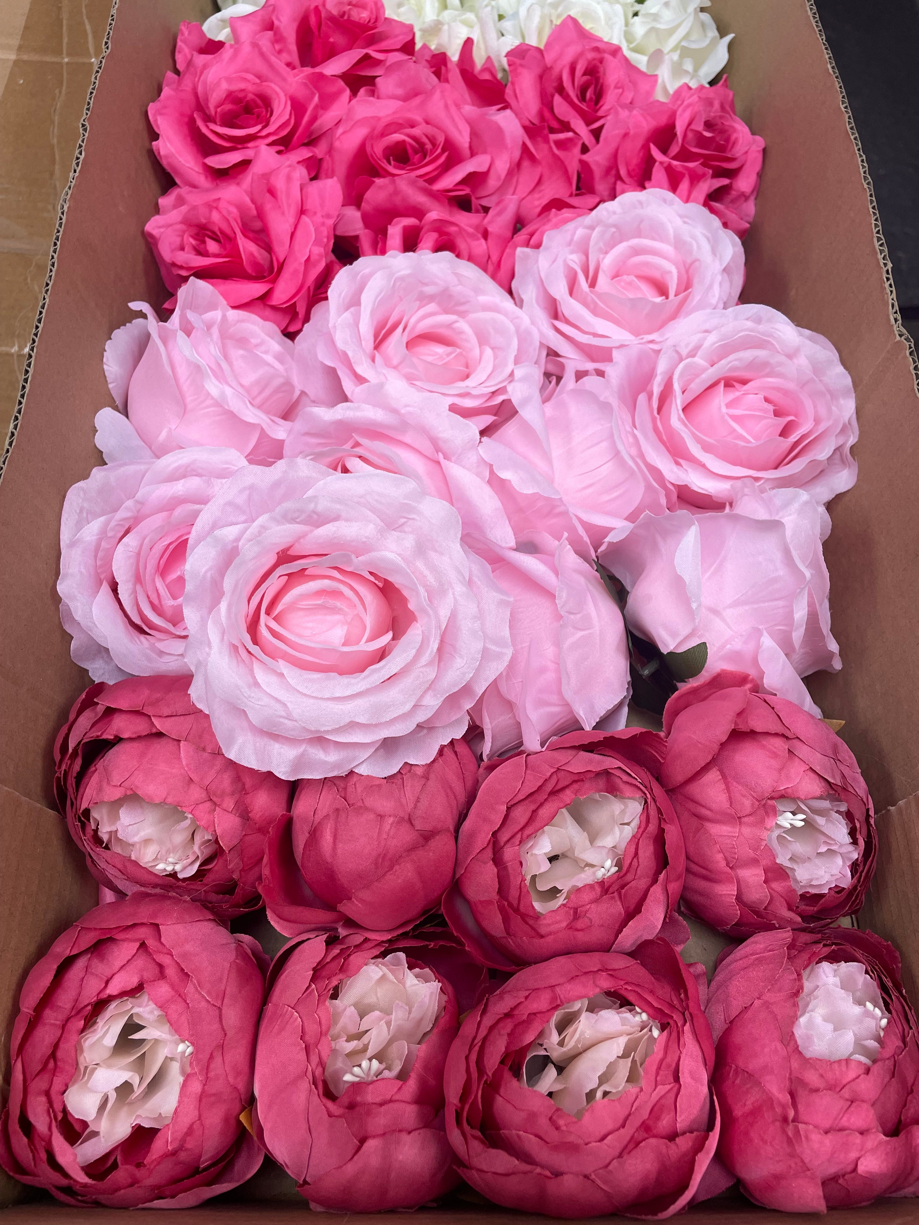 60/70 PCS Artificial Flower Heads (AS1BC1), Mixed Colors for Wedding & DIY Decor