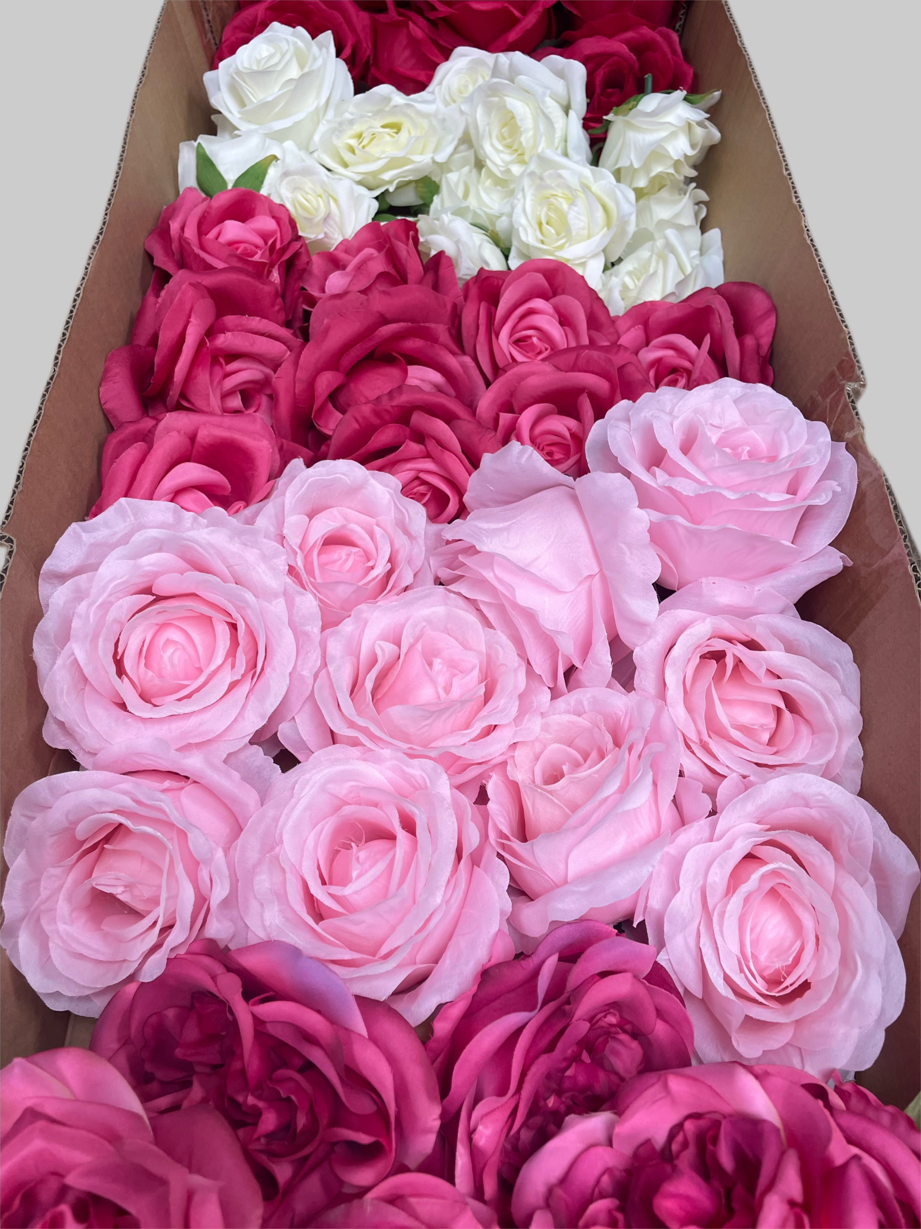 60/70 PCS Artificial Flower Heads (AS6), Mixed Colors for Wedding & DIY Decor
