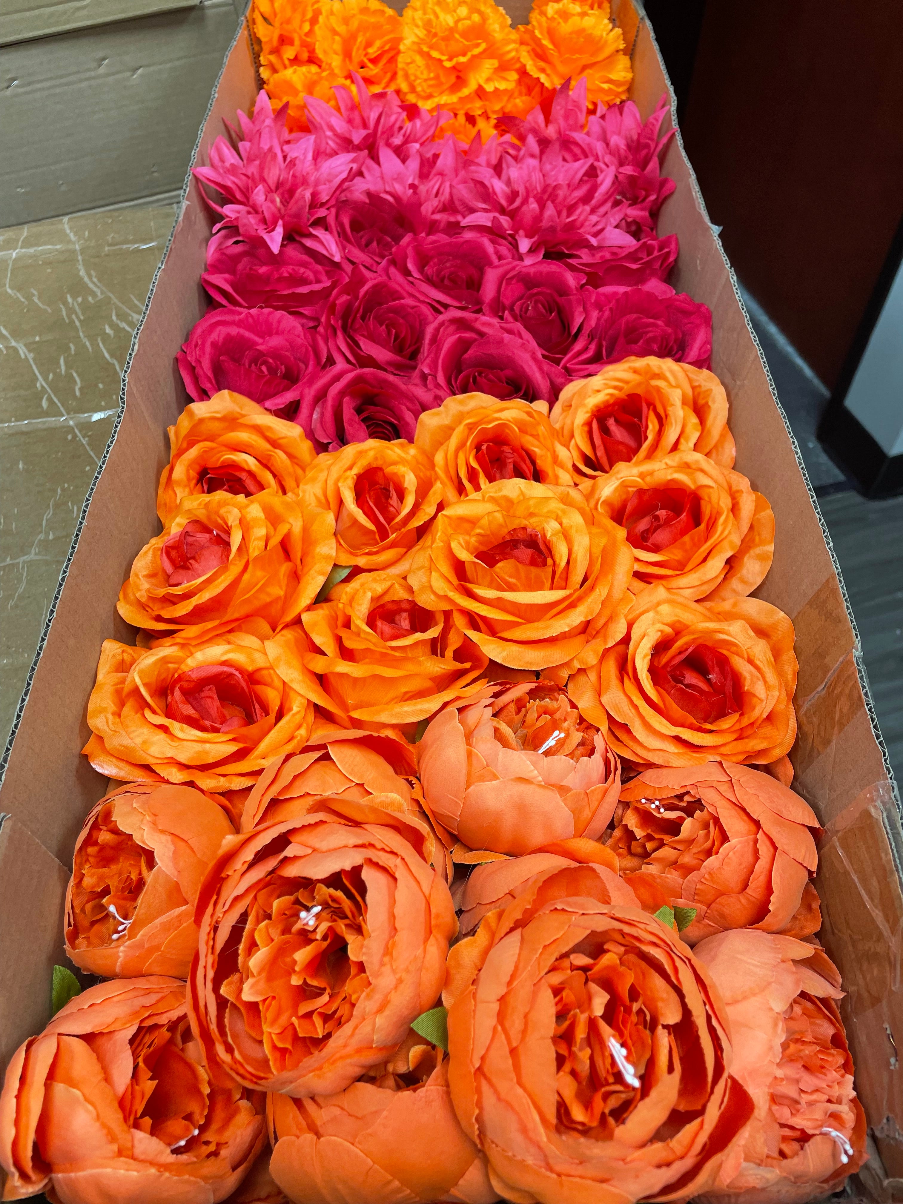 60/70 PCS Artificial Flower Heads(JS6) – Mixed Colors for Wedding & DIY Decor