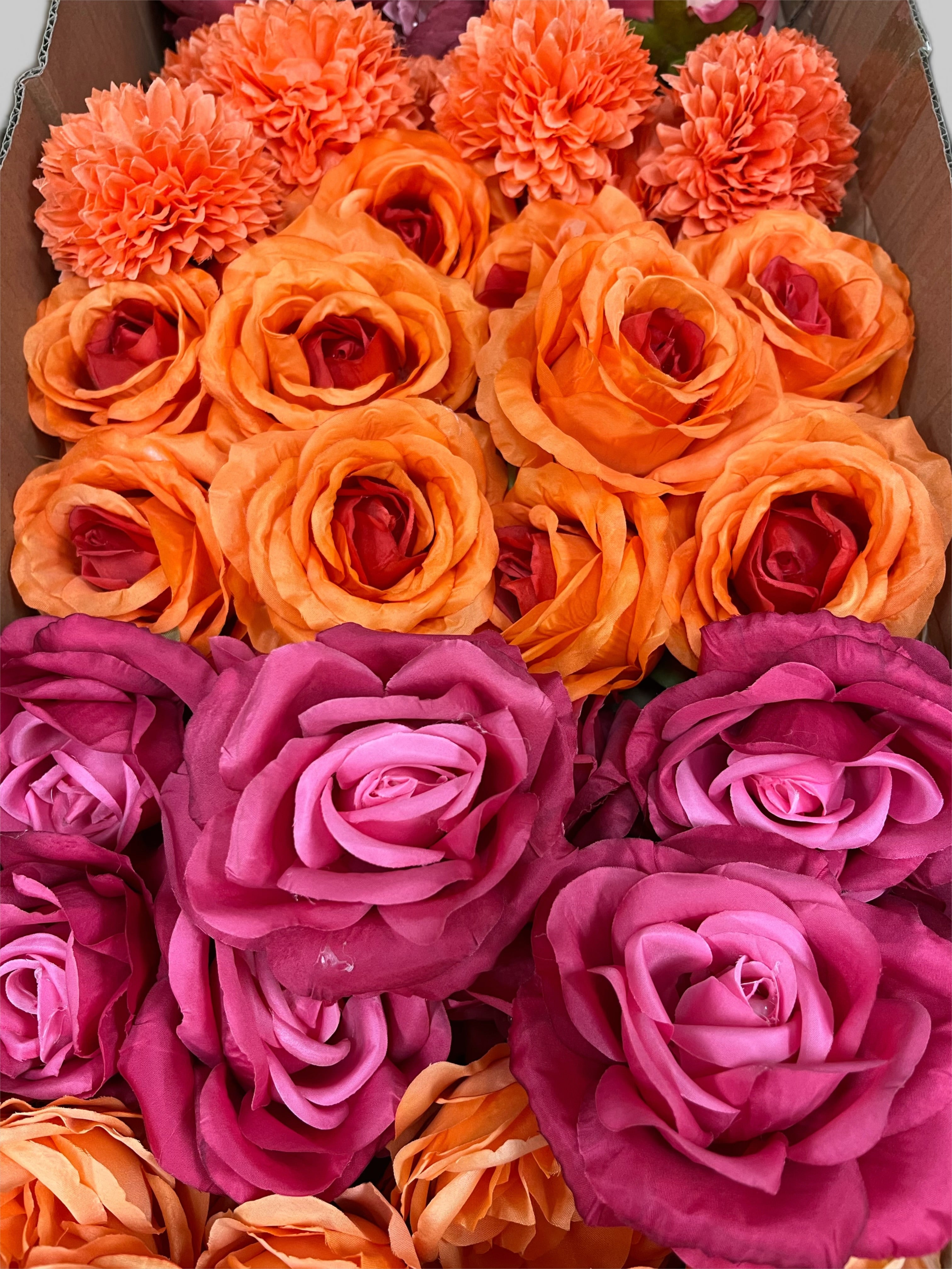 60/70 PCS Artificial Flower Heads (JS6), Mixed Colors for Wedding & DIY Decor