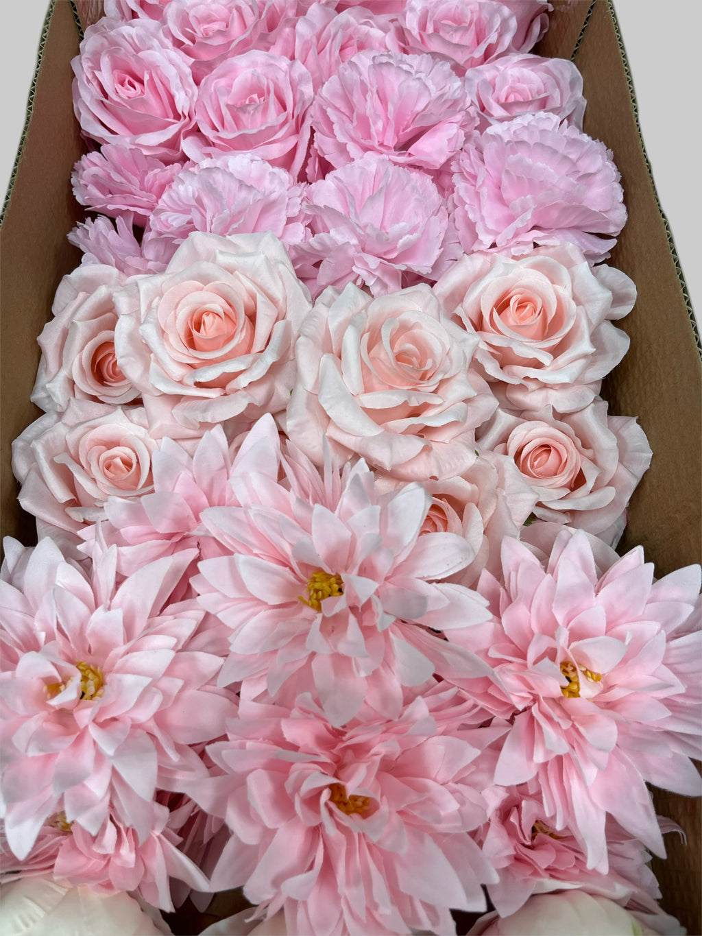 60 PCS All Pink Assorted Artificial Flower Heads A - Peonies, Rose, Dahlia, Carnation