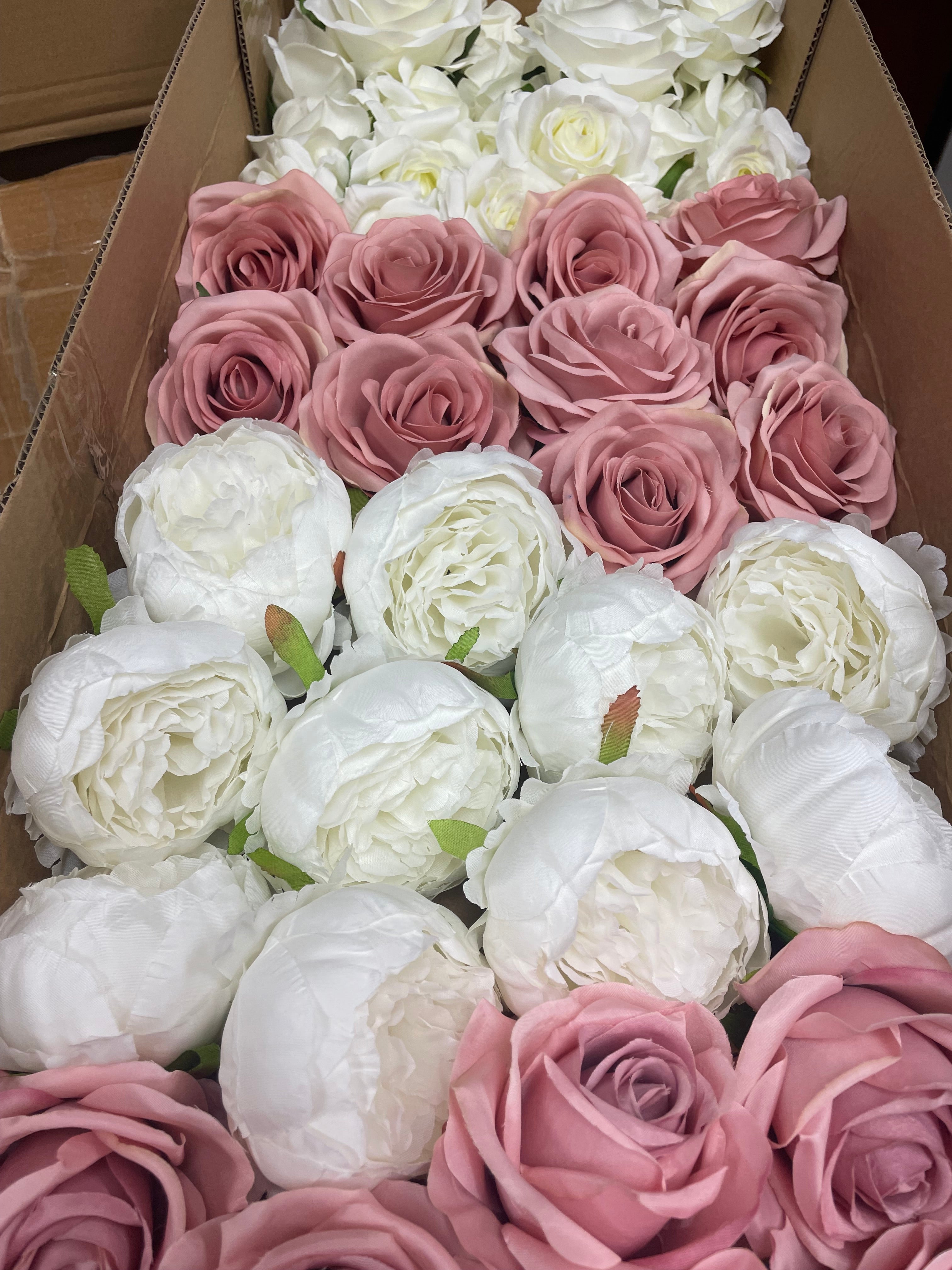 60/70 PCS Artificial Flower Heads(ES2D), Mixed Colors for Wedding & DIY Decor