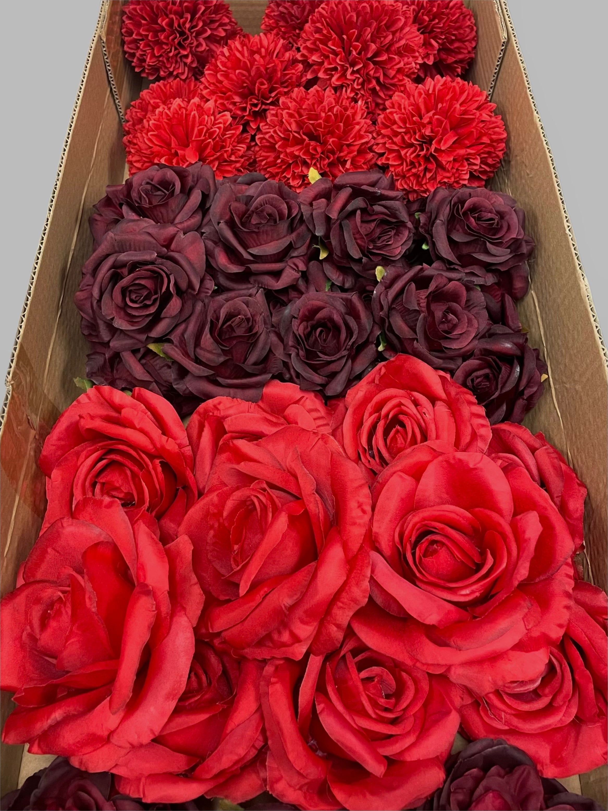 50/60 PCS Artificial Flower Heads (RB1E), Mixed Colors for Wedding & DIY Decor