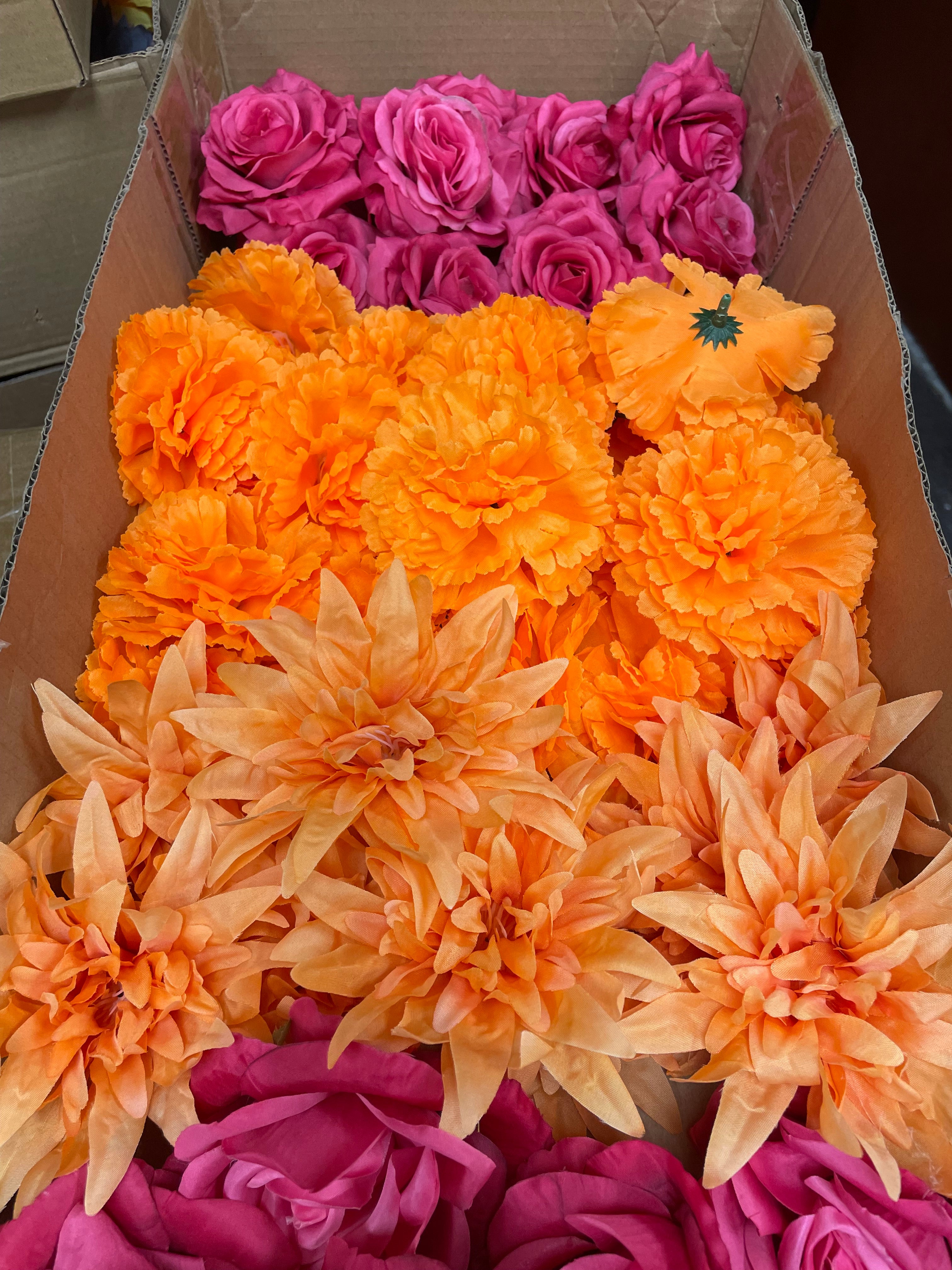 60/70 PCS Artificial Flower Heads(JS3A) – Mixed Colors for Wedding & DIY Decor