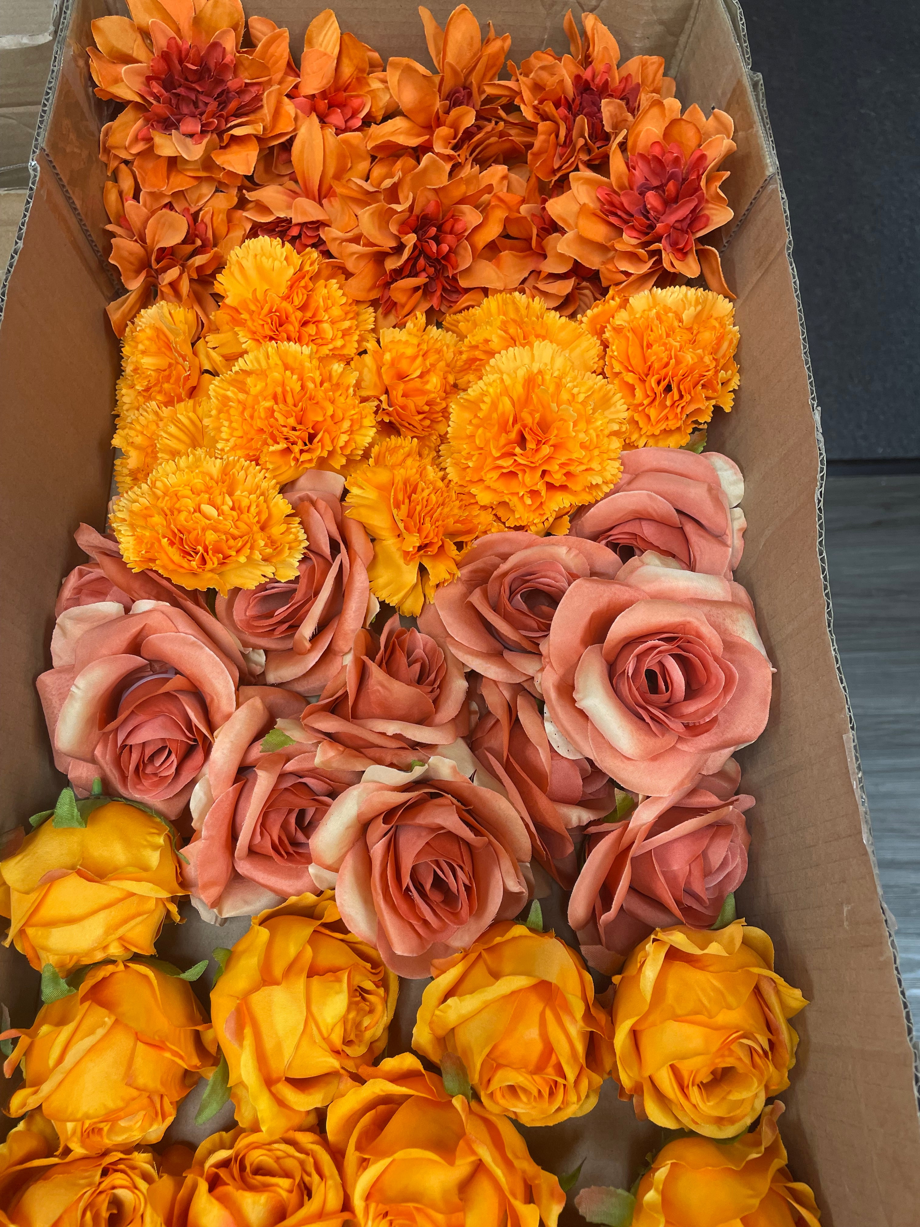 Artificial Flower Head Without Stems (FS3) Orange